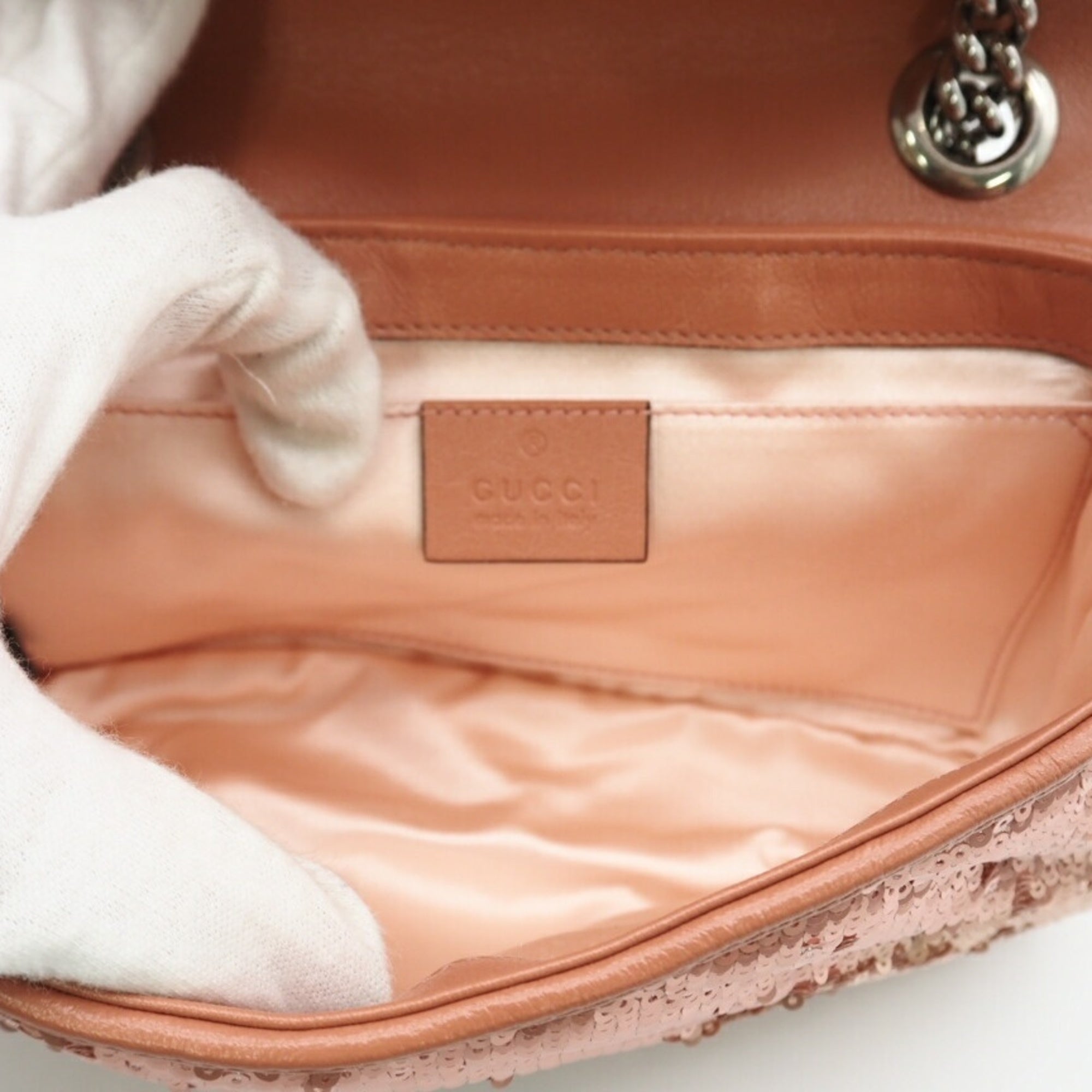 Gucci Pink Leather Spangles Shoulder Bag (Pre-Owned)