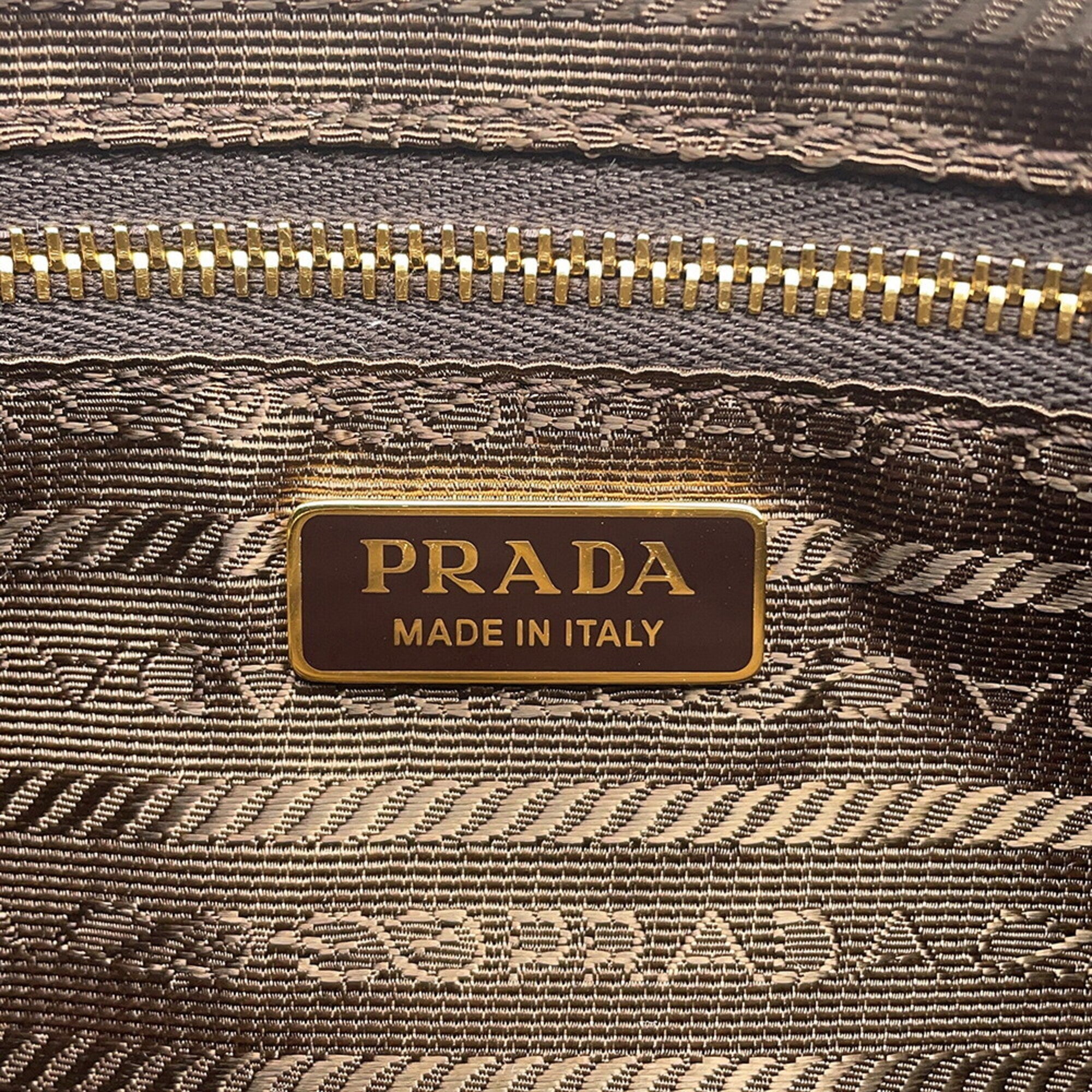 Prada Brown Leather Handbag Shoulder Bag (Pre-Owned)