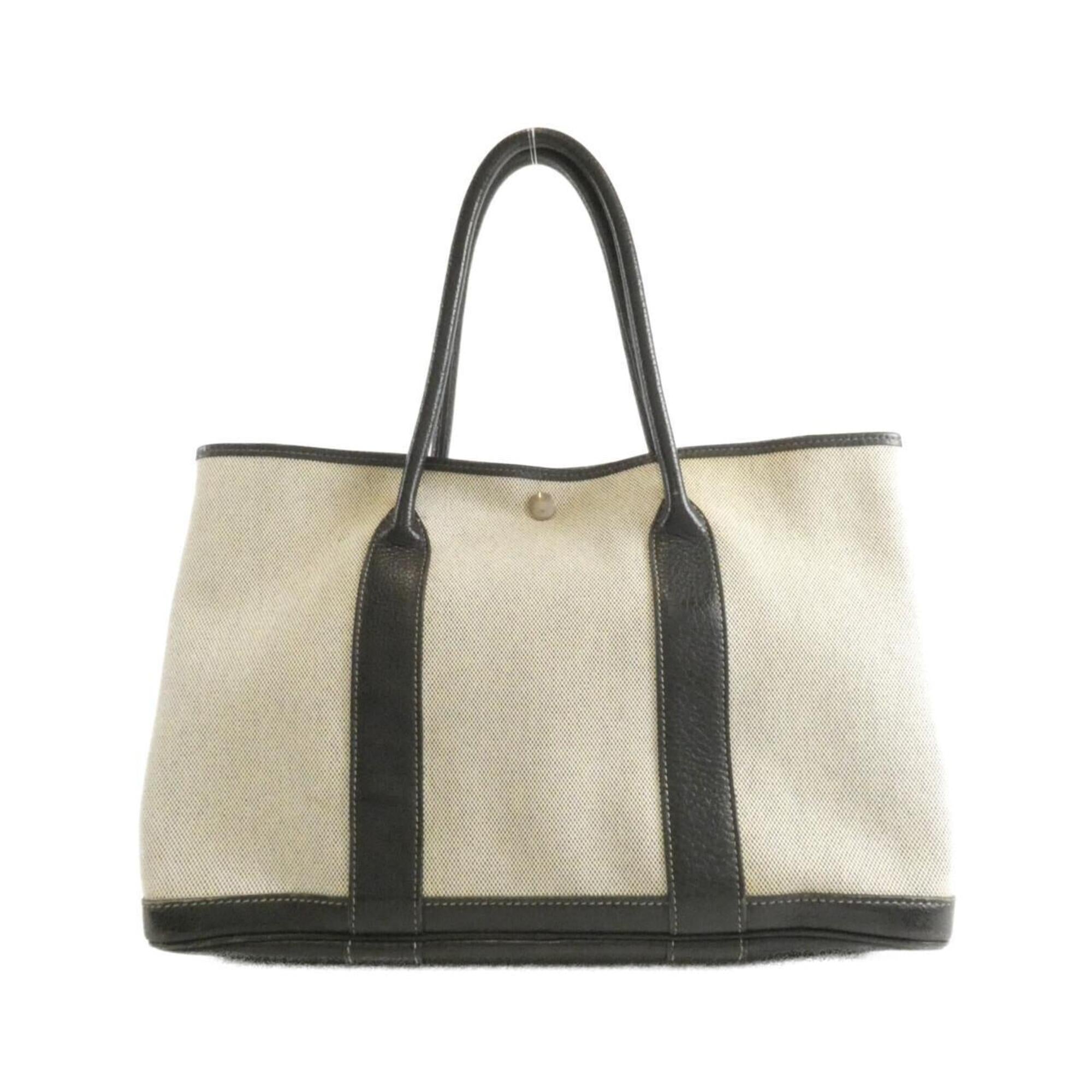 Hermes Black Toile H Buffle Skipper Leather Handbag (Pre-Owned)