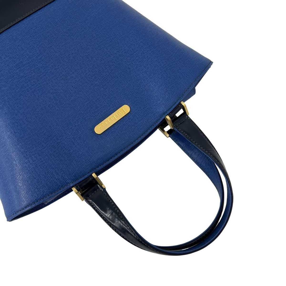 Burberry Blue Leather Handbag Tote Bag (Pre-Owned)