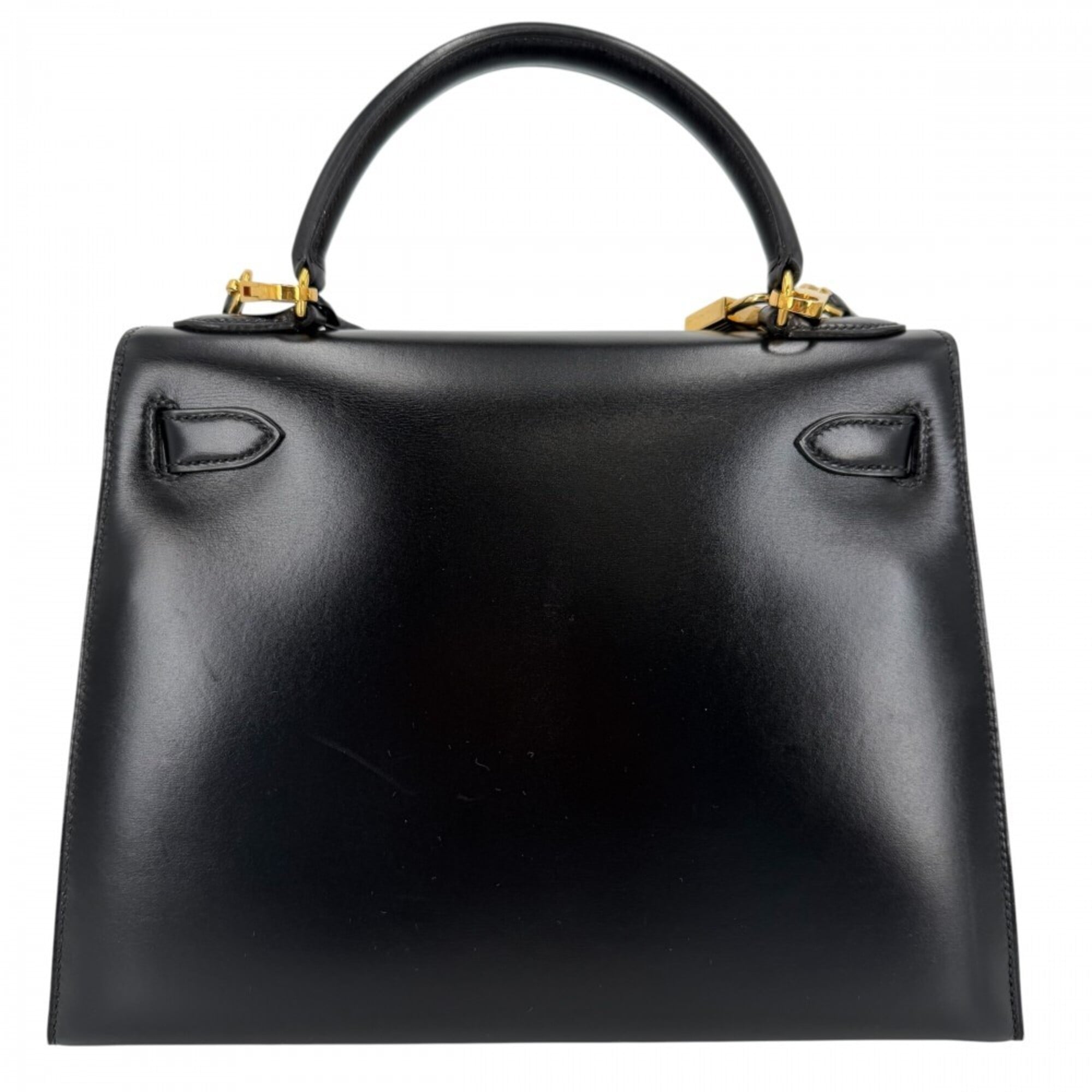 Hermes Kelly Black Leather Handbag Shoulder Bag (Pre-Owned)