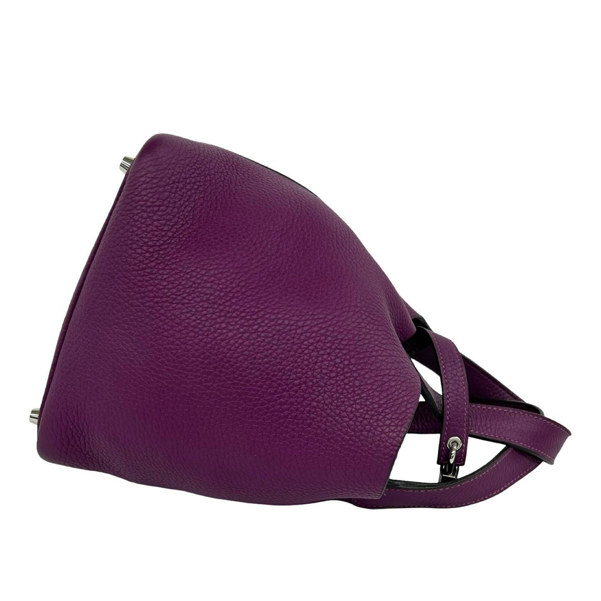 Hermes Purple Taurillon Clemence Leather Handbag Tote Bag (Pre-Owned)