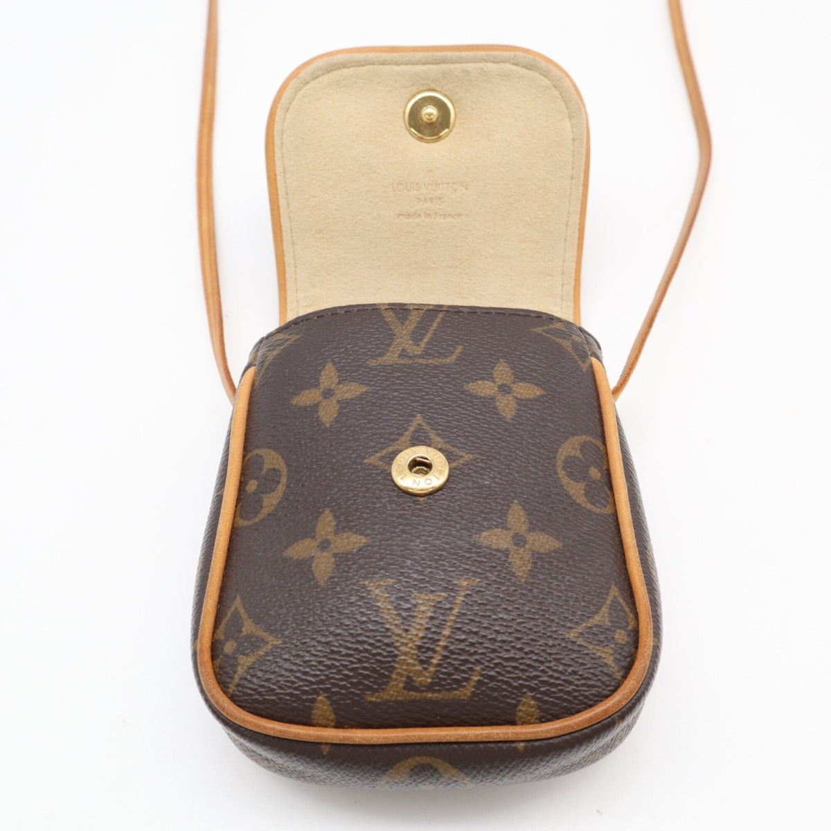 Louis Vuitton Beige Brown Coated Canvas Leather Pochette Shoulder Bag (Pre-Owned)