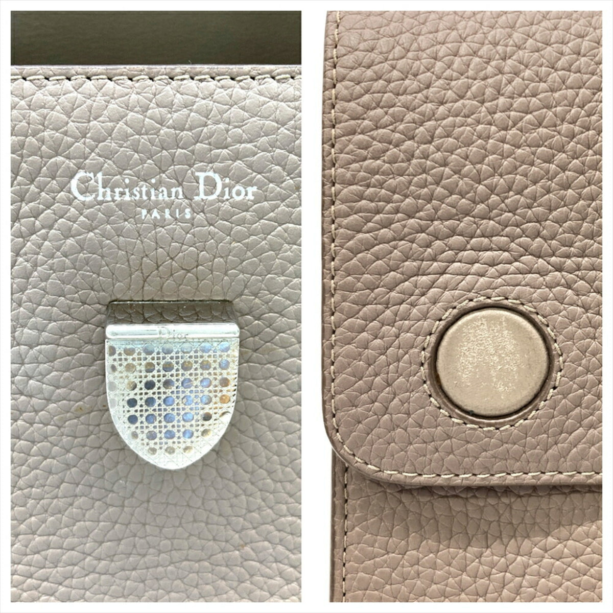 Christian Dior Grayish Leather Shoulder Bag (Pre-Owned)