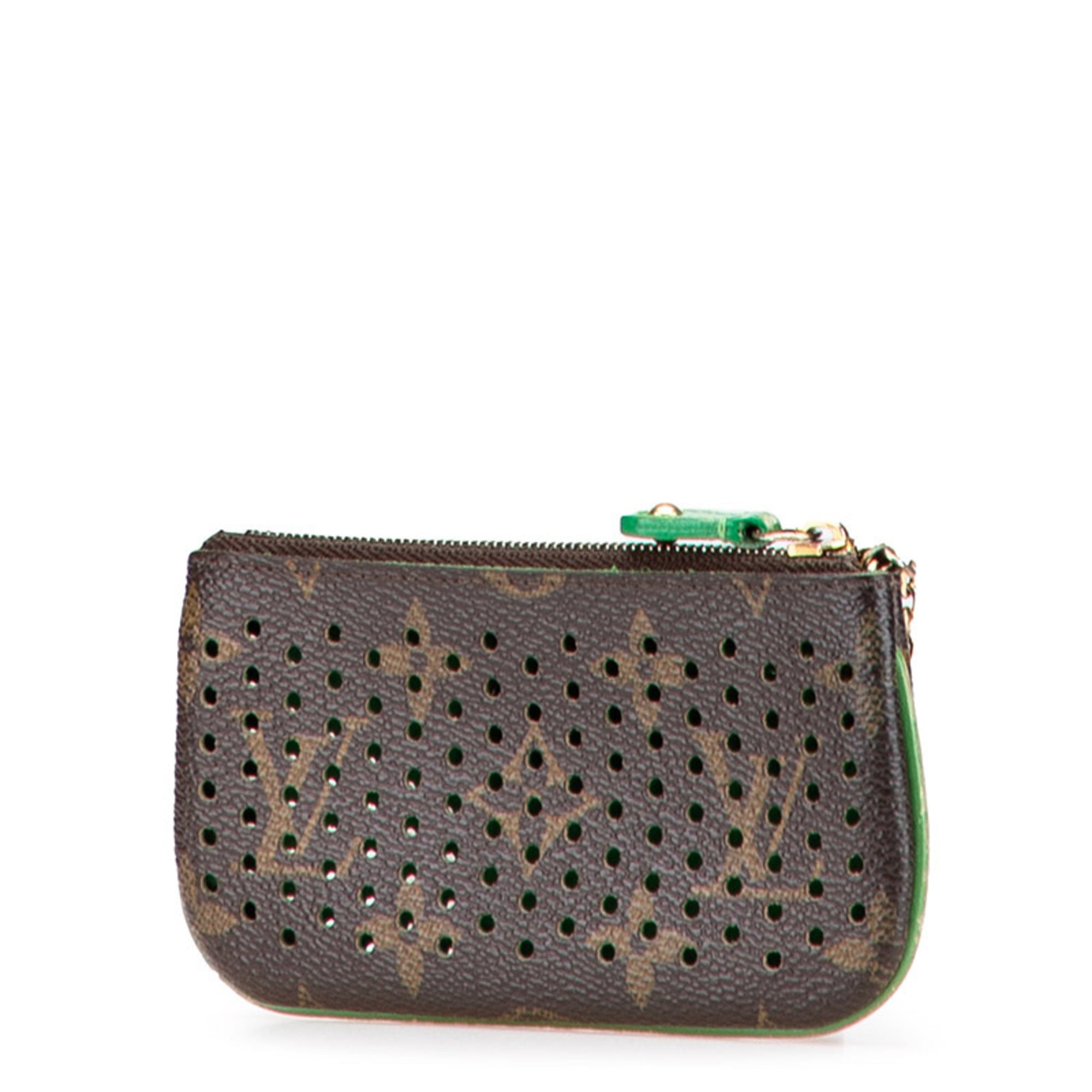Louis Vuitton Monogram Perfo Brown Vert Pvc Leather Pochette (Pre-Owned)