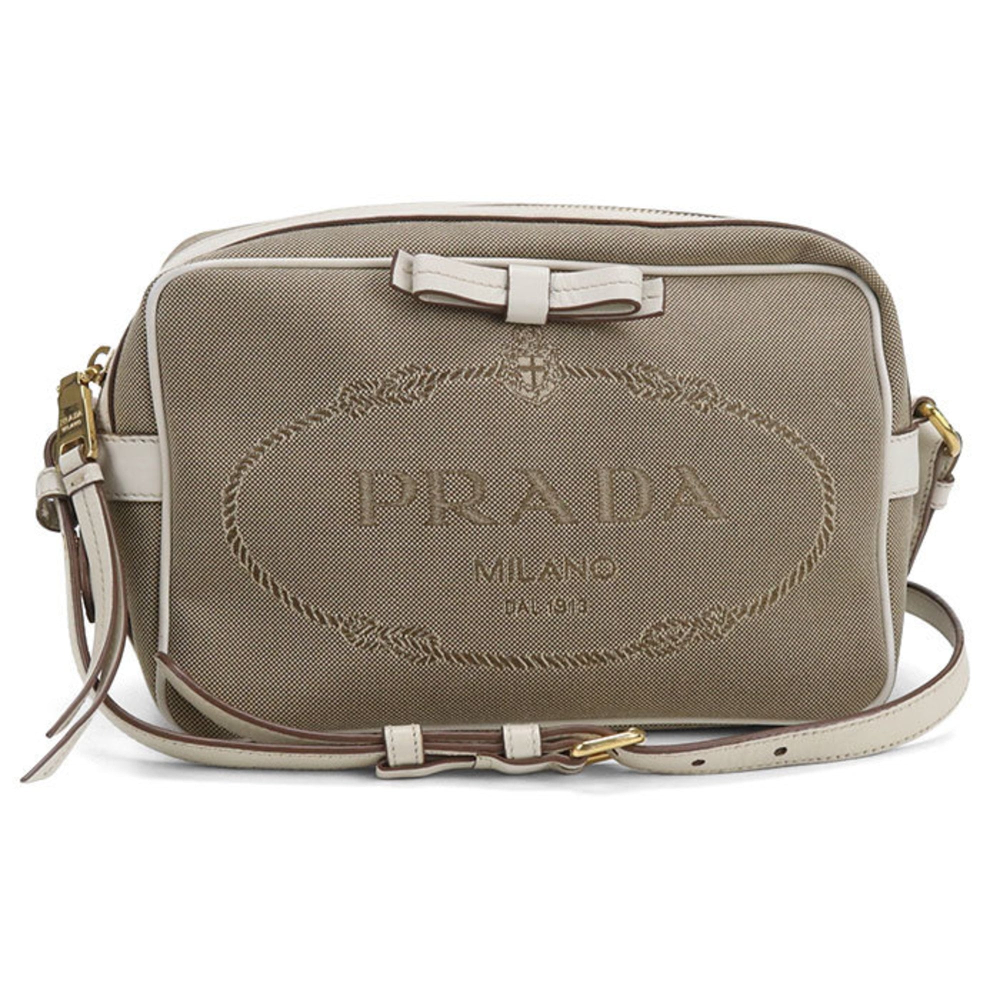 Prada Beige Jacquard Shoulder Bag (Pre-Owned)