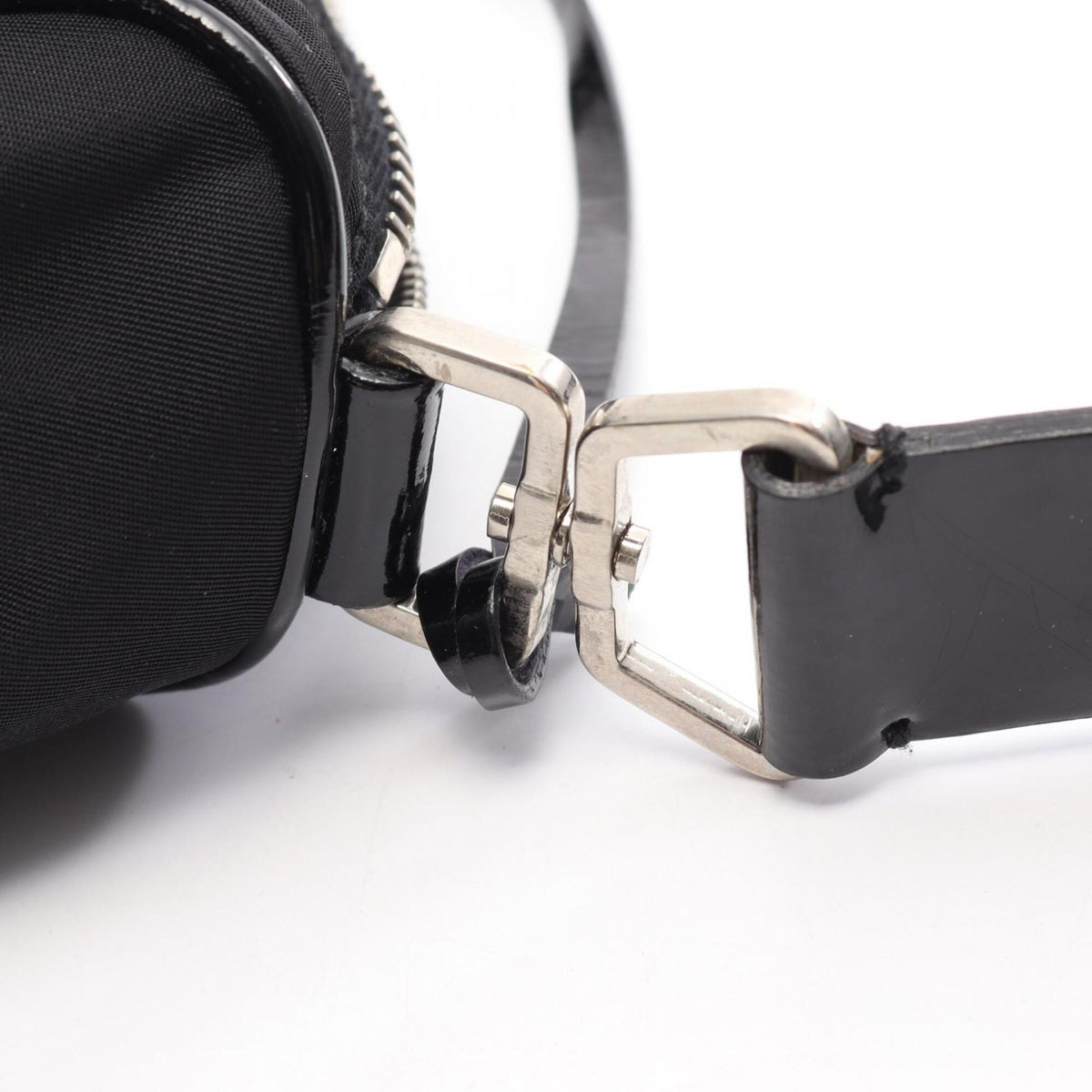 Prada Black Nylon Leather Handbag Shoulder Bag (Pre-Owned)