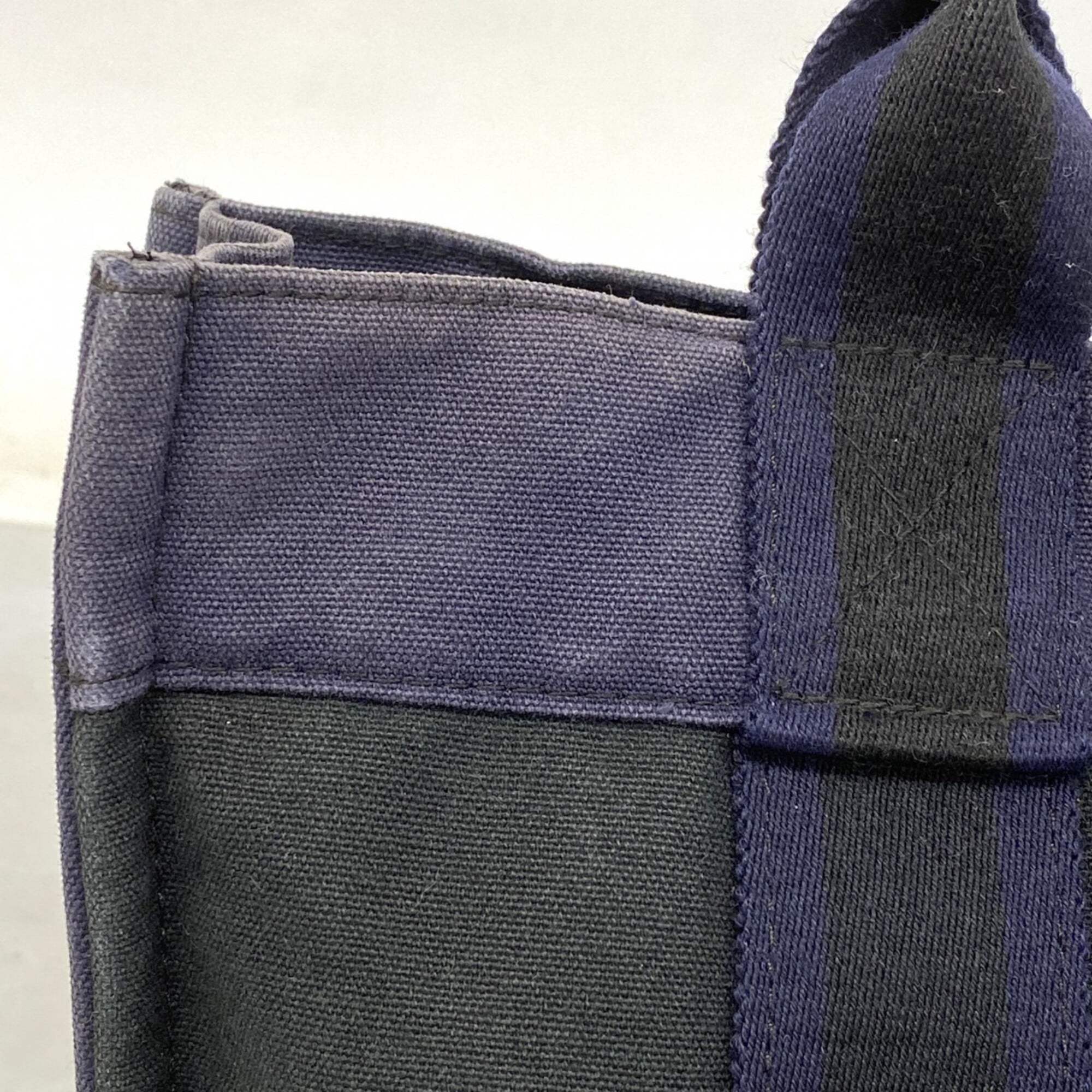 Hermes Black Navy Canvas Tote Bag (Pre-Owned)