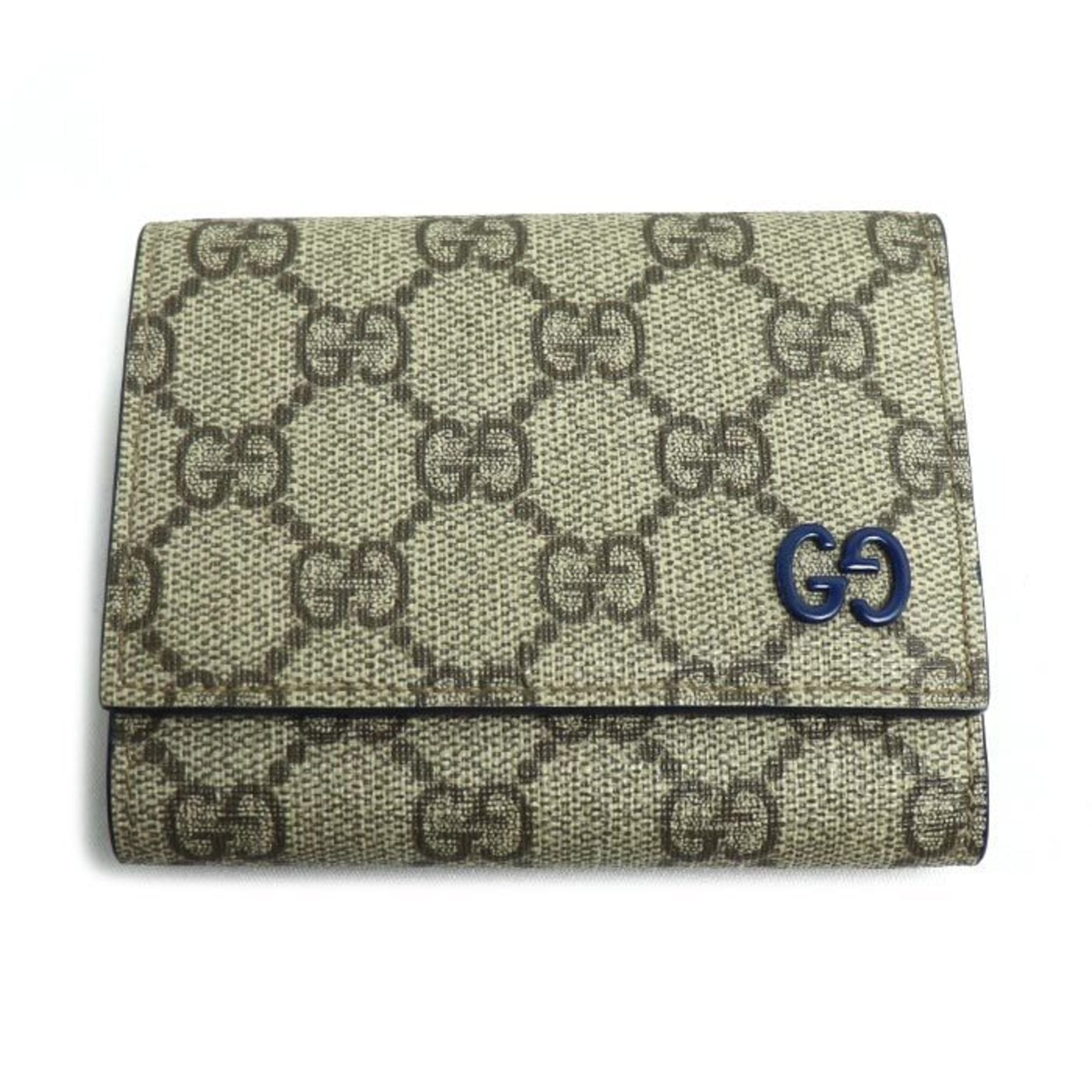 Gucci Beige Blue Gg Supreme Wallet (Tri-Fold) (Pre-Owned)