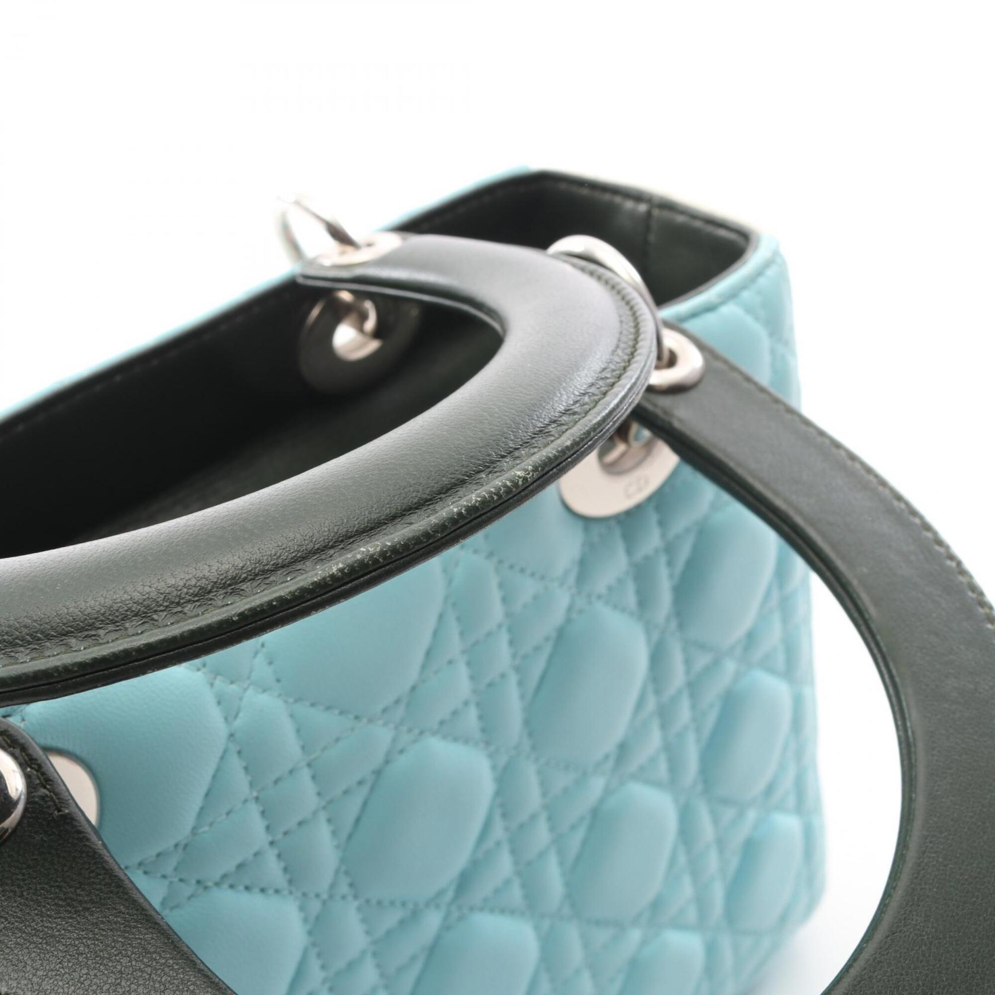 Christian Dior Blue Green Ivory Leather Handbag (Pre-Owned)