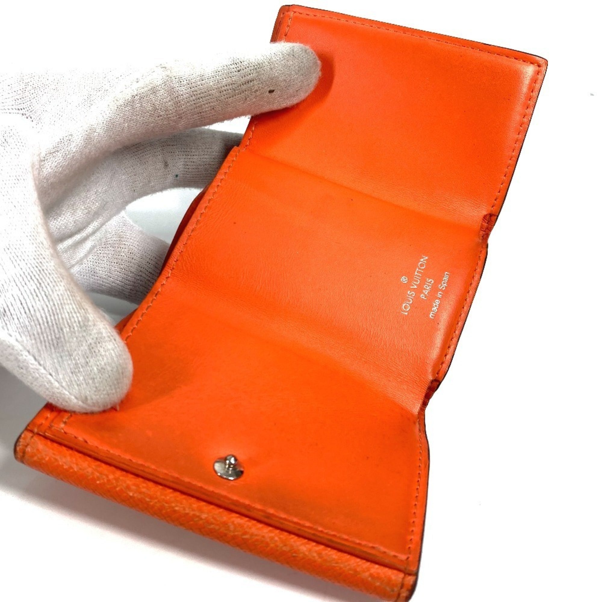 Louis Vuitton Taigarama Orange Taiga Leather Monogram Wallet (Tri-Fold) (Pre-Owned)