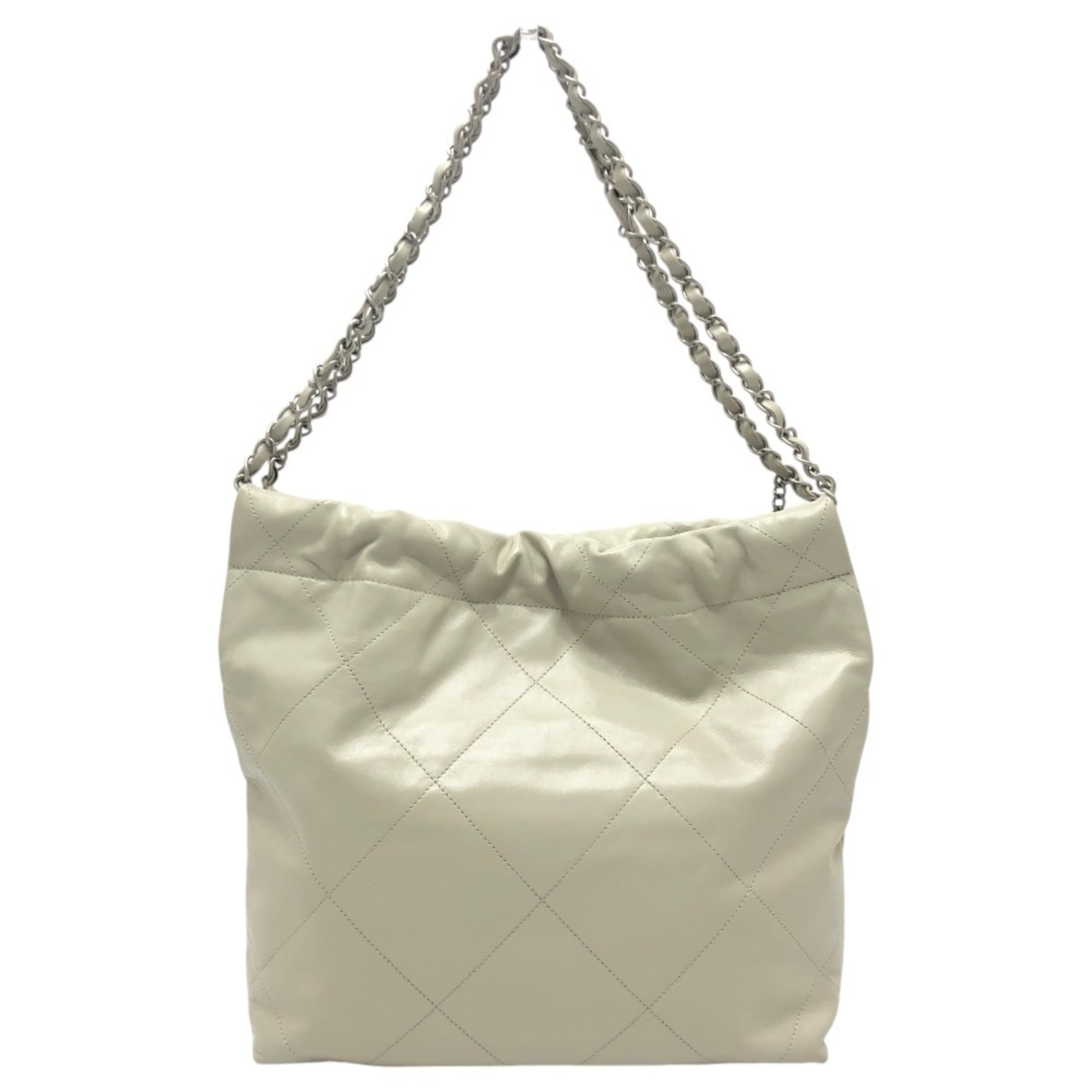 Chanel Gray Leather Shoulder Bag (Pre-Owned)