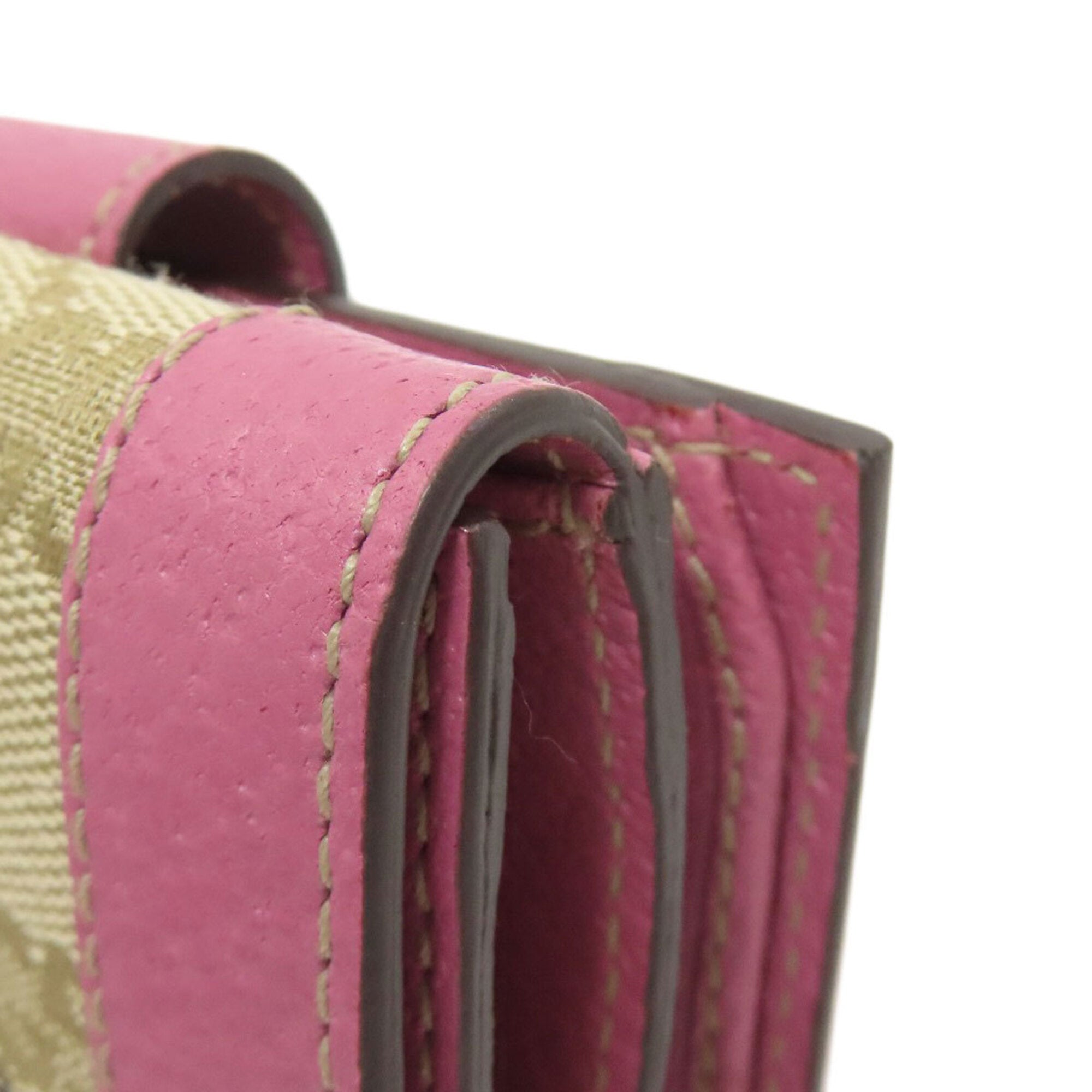 Gucci Brown Pink Canvas Leather Wallet (Bi-Fold) (Pre-Owned)