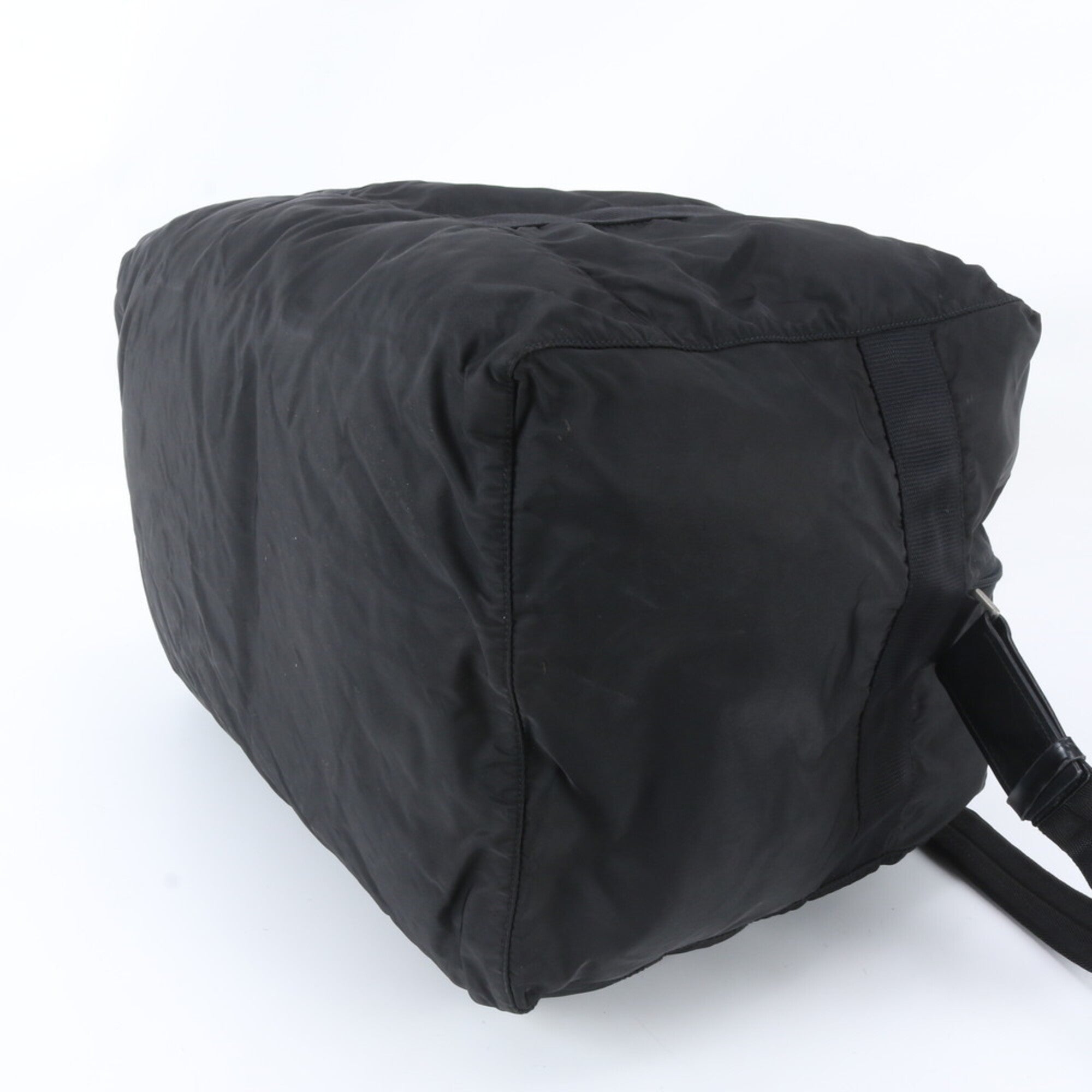 Prada Black Leather Nylon Boston Bag Shoulder Bag (Pre-Owned)