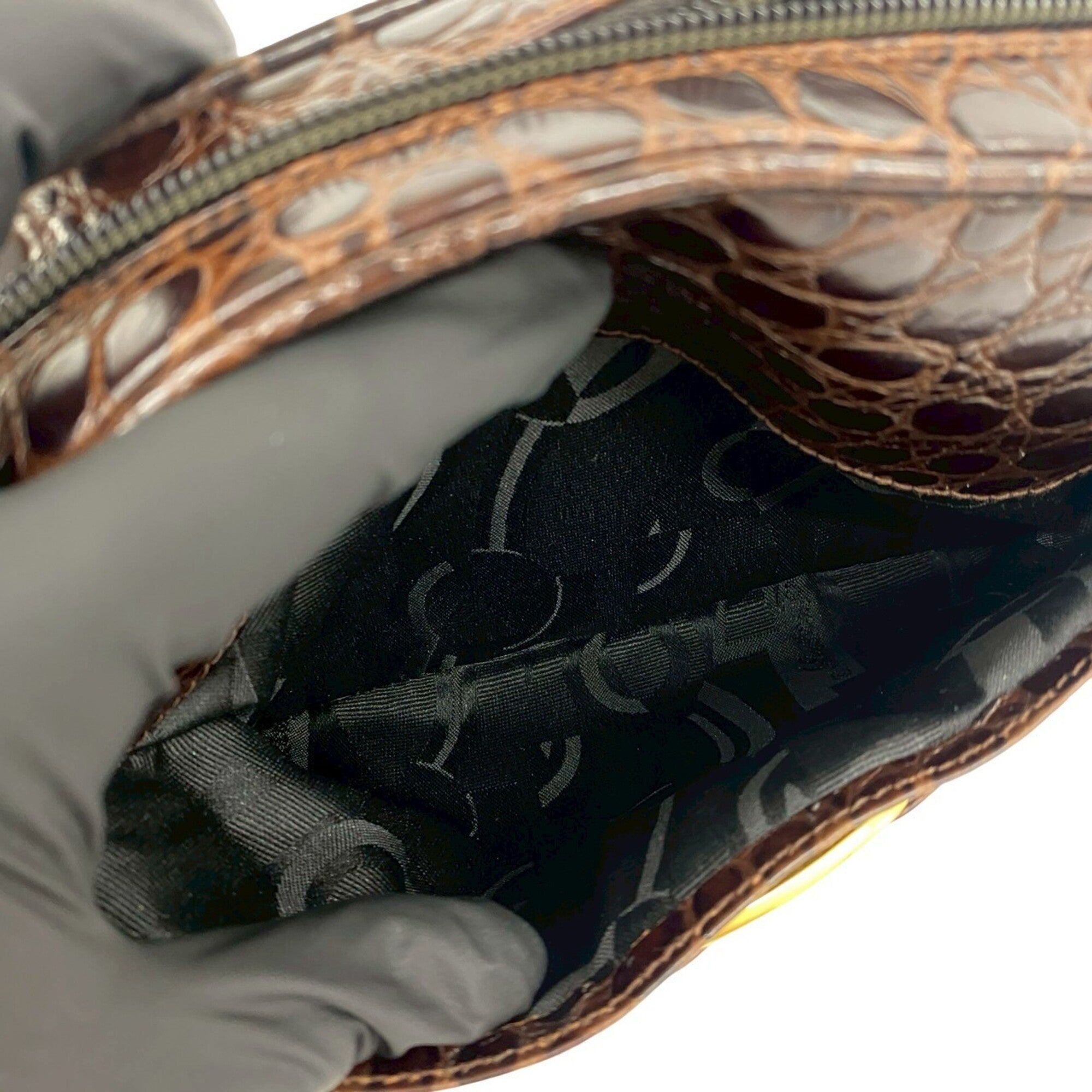 Salvatore Ferragamo Brown Leather Pochette Shoulder Bag (Pre-Owned)
