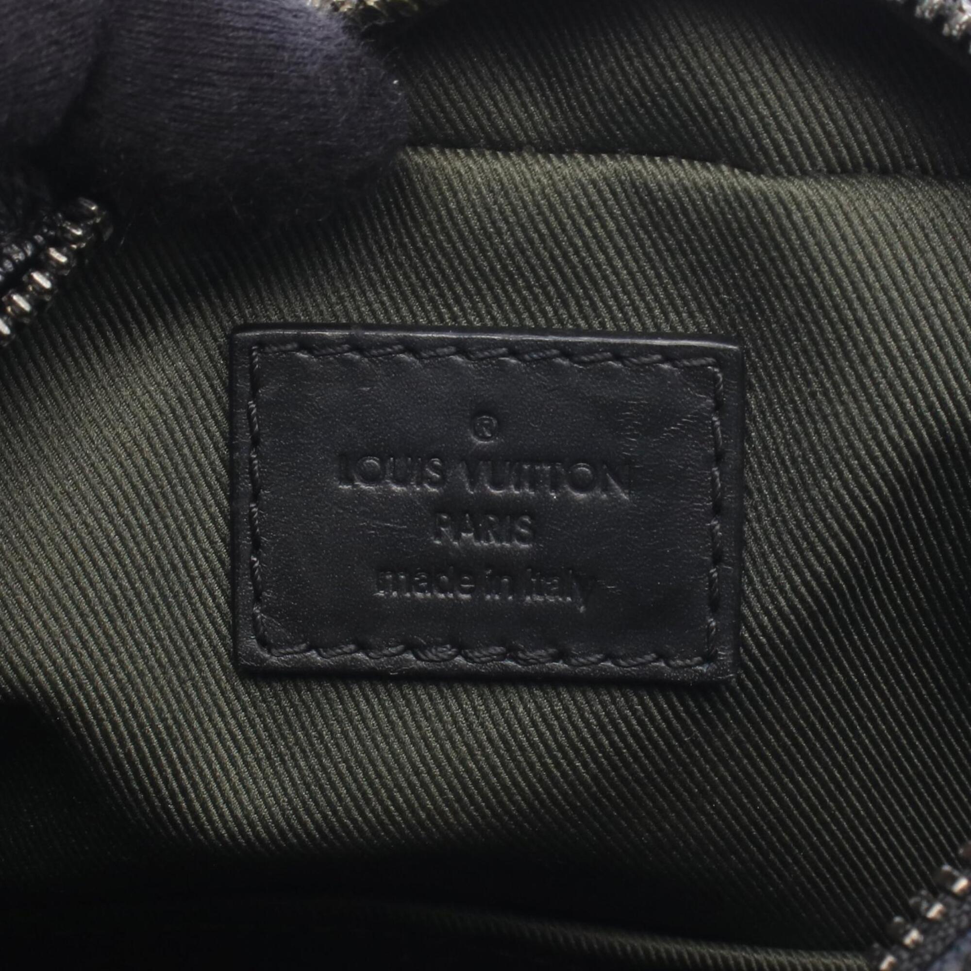 Louis Vuitton Black Khaki White Coated Canvas Leather Handbag Shoulder Bag (Pre-Owned)