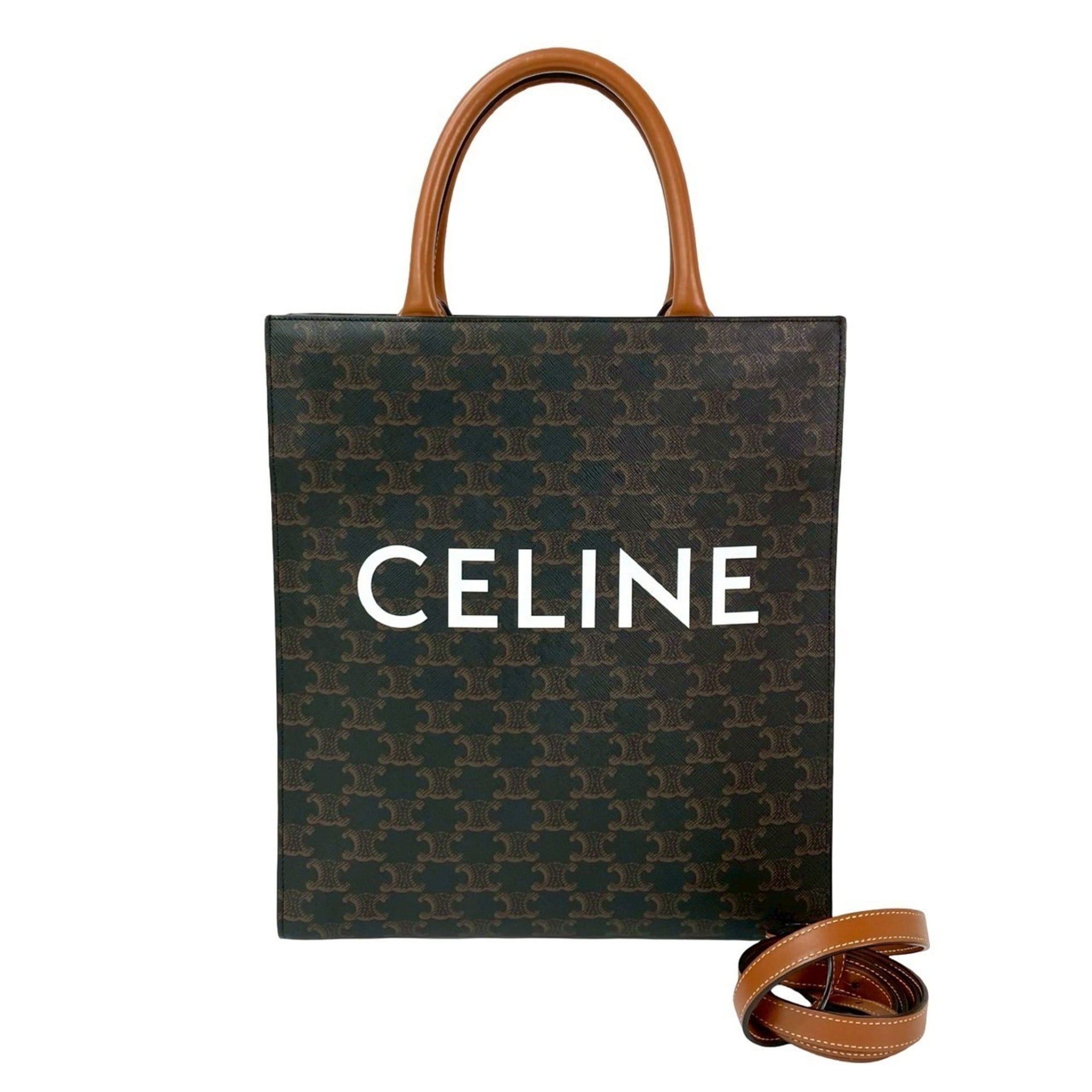 Celine Black Brown Leather Pvc Handbag Shoulder Bag Tote Bag (Pre-Owned)
