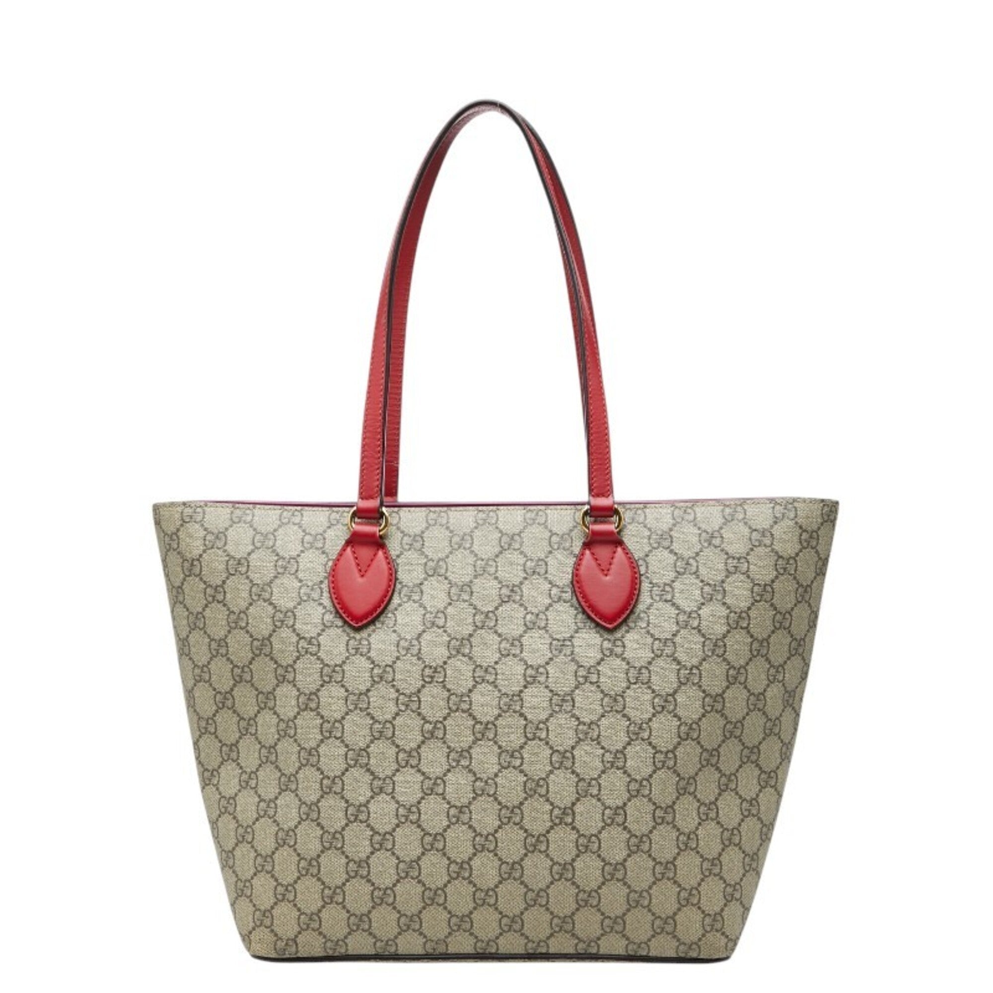 Gucci Beige Pink Red Color Pvc Leather Tote Bag (Pre-Owned)