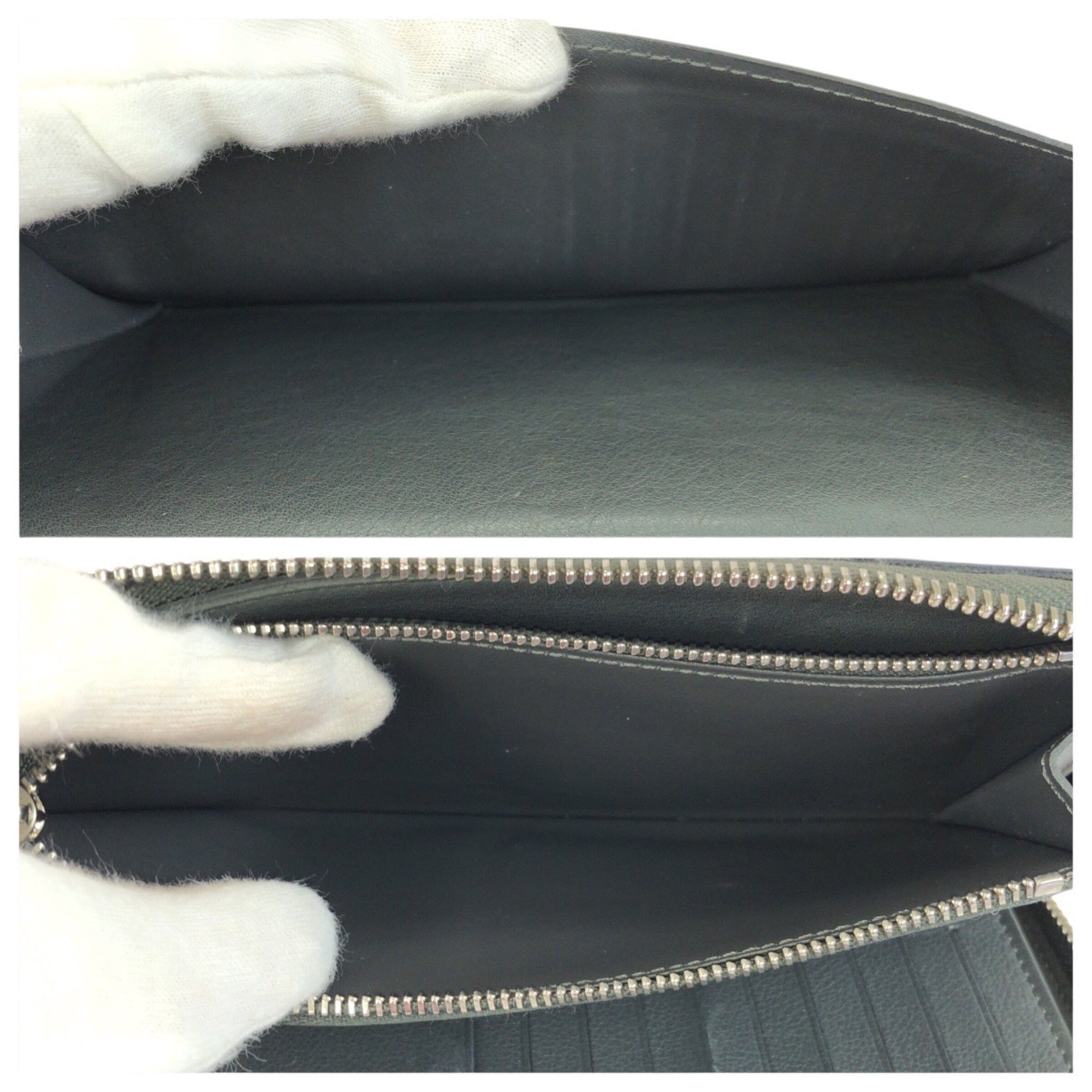 Louis Vuitton Black Leather Long Wallet (Bi-Fold) (Pre-Owned)