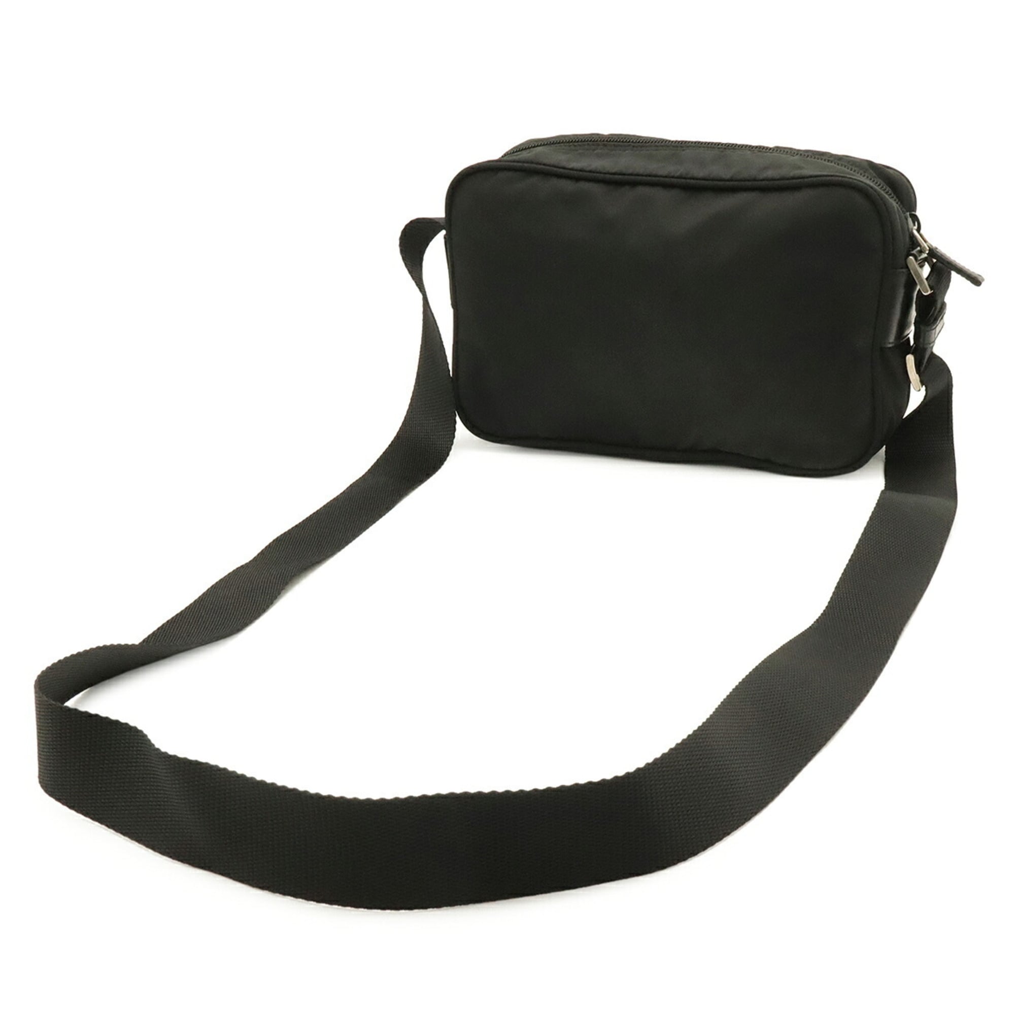 Prada Black Nero Nylon Leather Pochette Shoulder Bag (Pre-Owned)