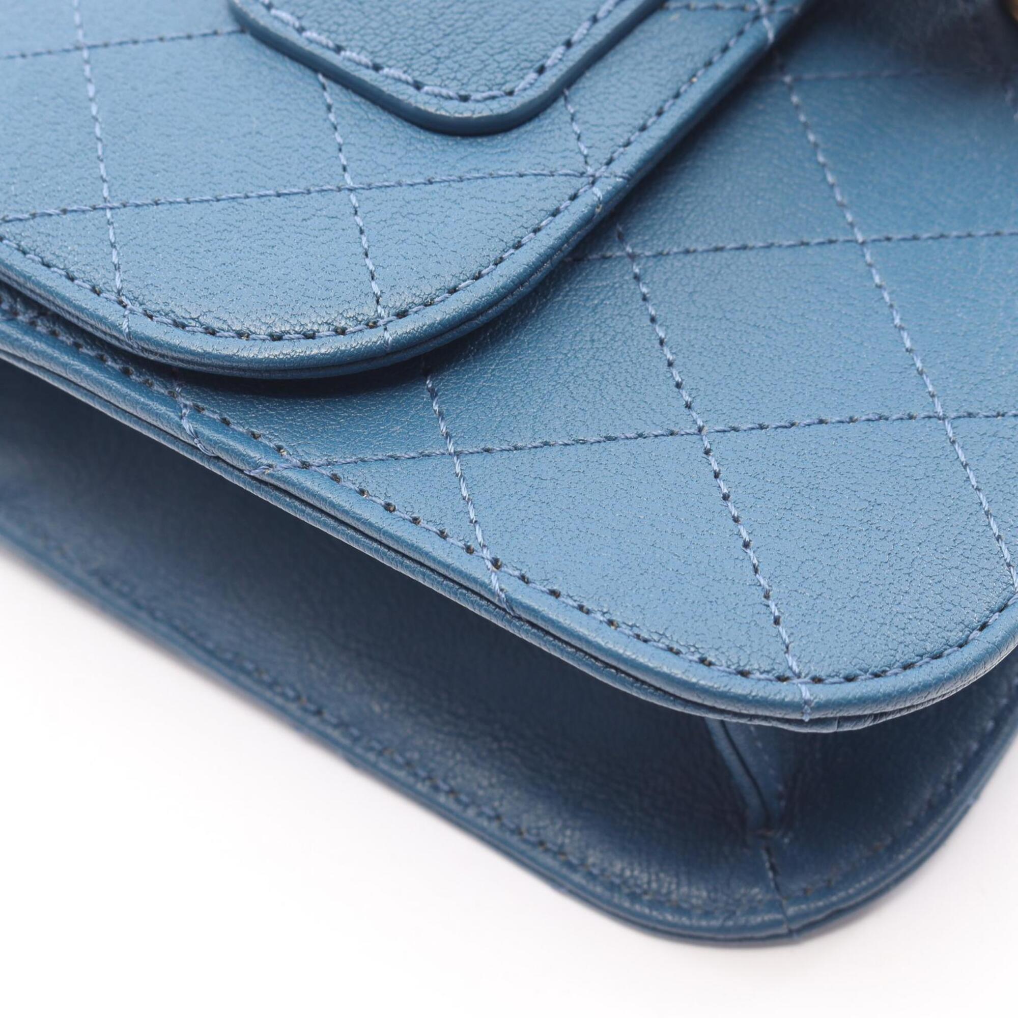 Chanel Blue Grained Calfskin Handbag Shoulder Bag (Pre-Owned)
