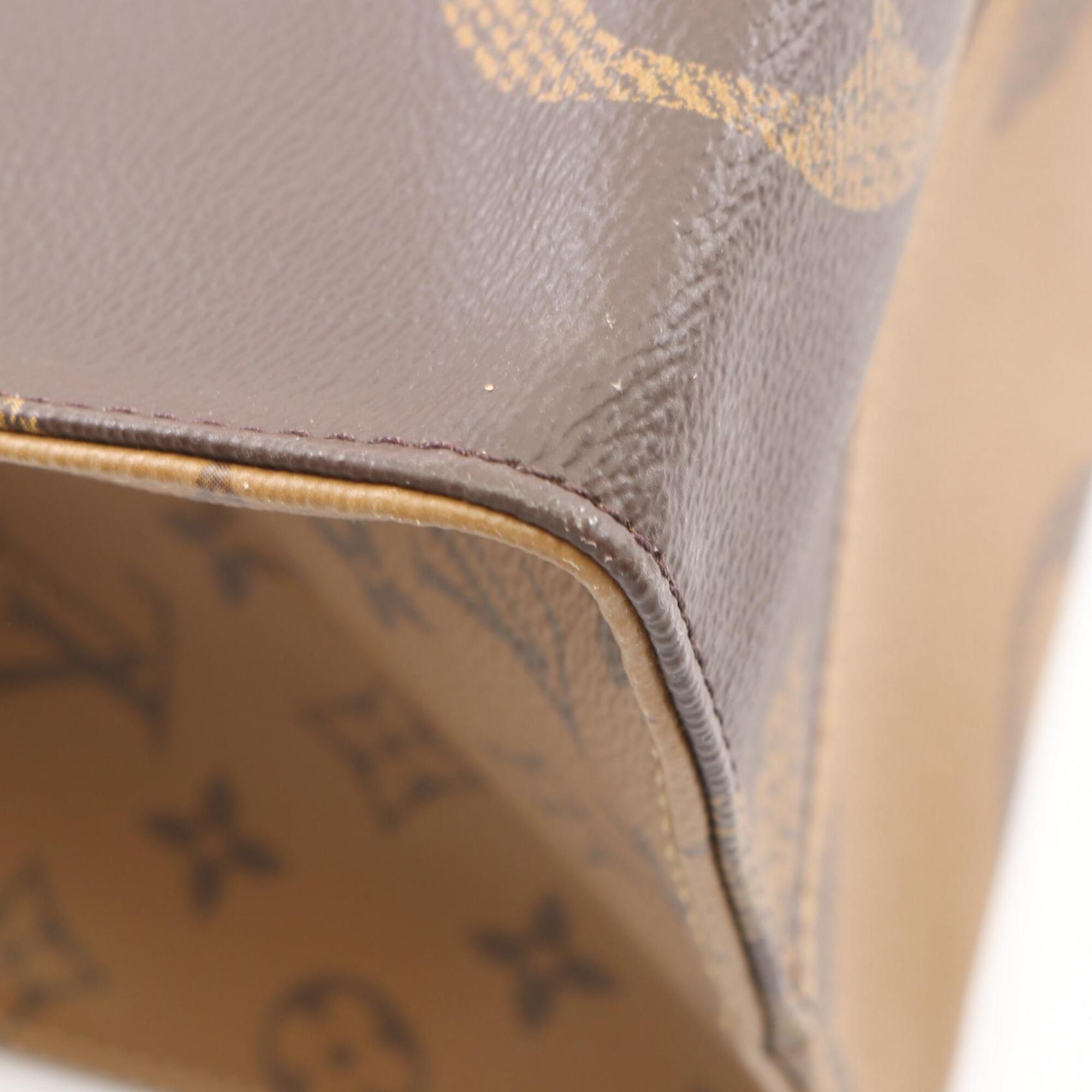 Louis Vuitton Beige Brown Coated Canvas Pvc Monogram Reverse Leather Handbag Tote Bag (Pre-Owned)