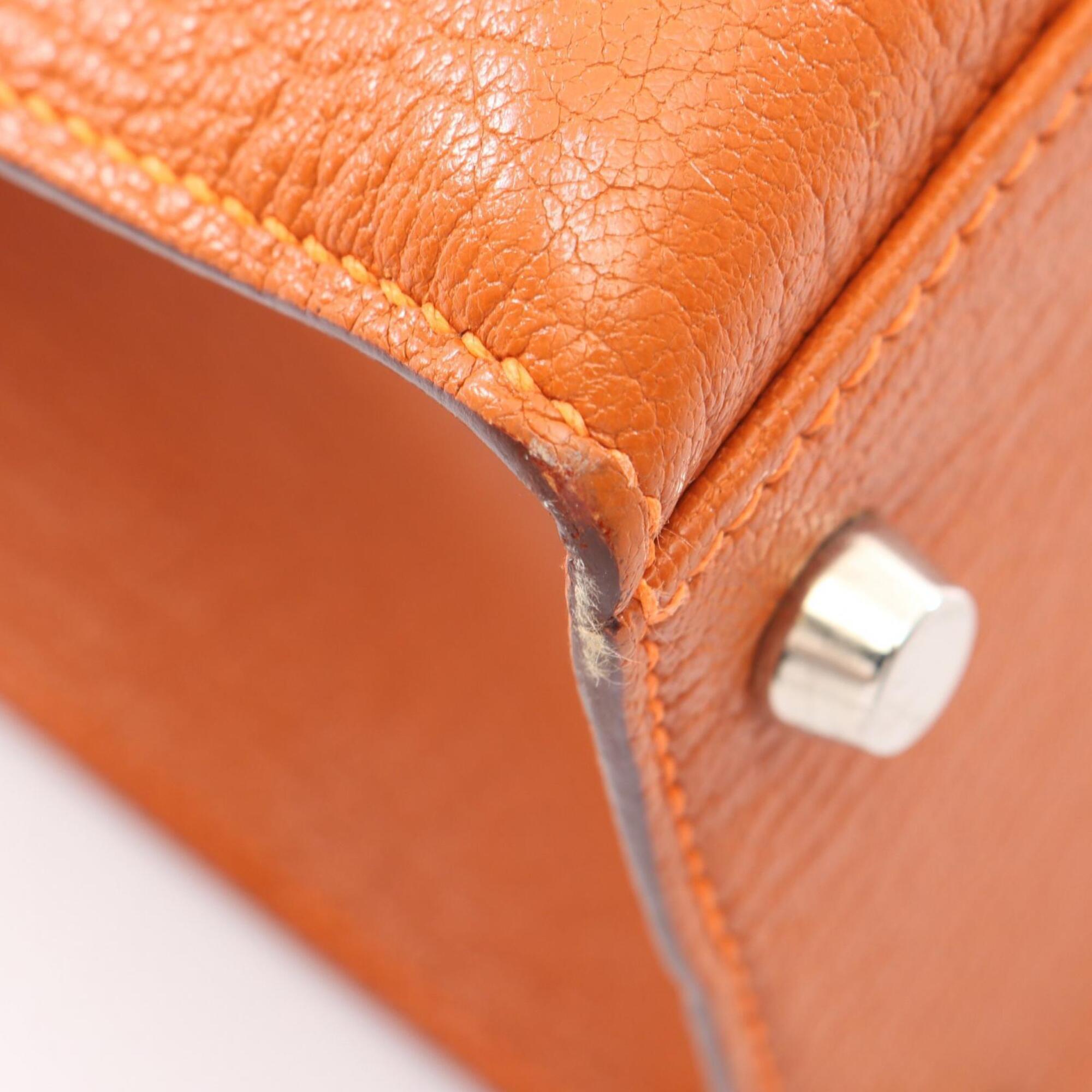 Hermes Orange Chevre Leather Handbag (Pre-Owned)