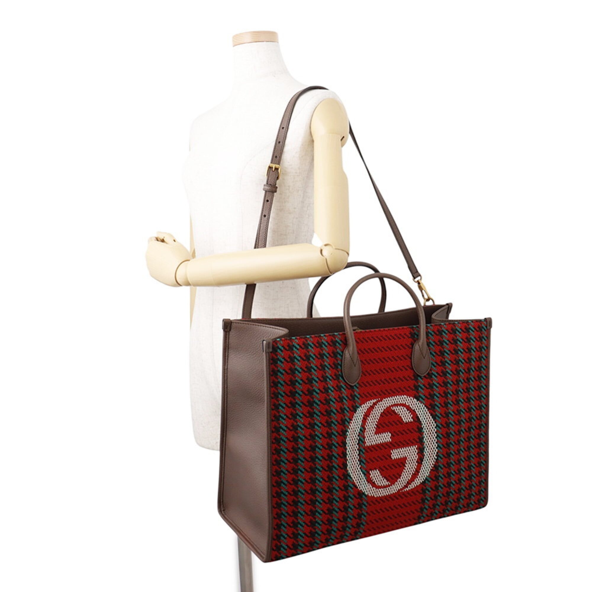 Gucci Multi-Color Red Color Canvas Leather Handbag (Pre-Owned)