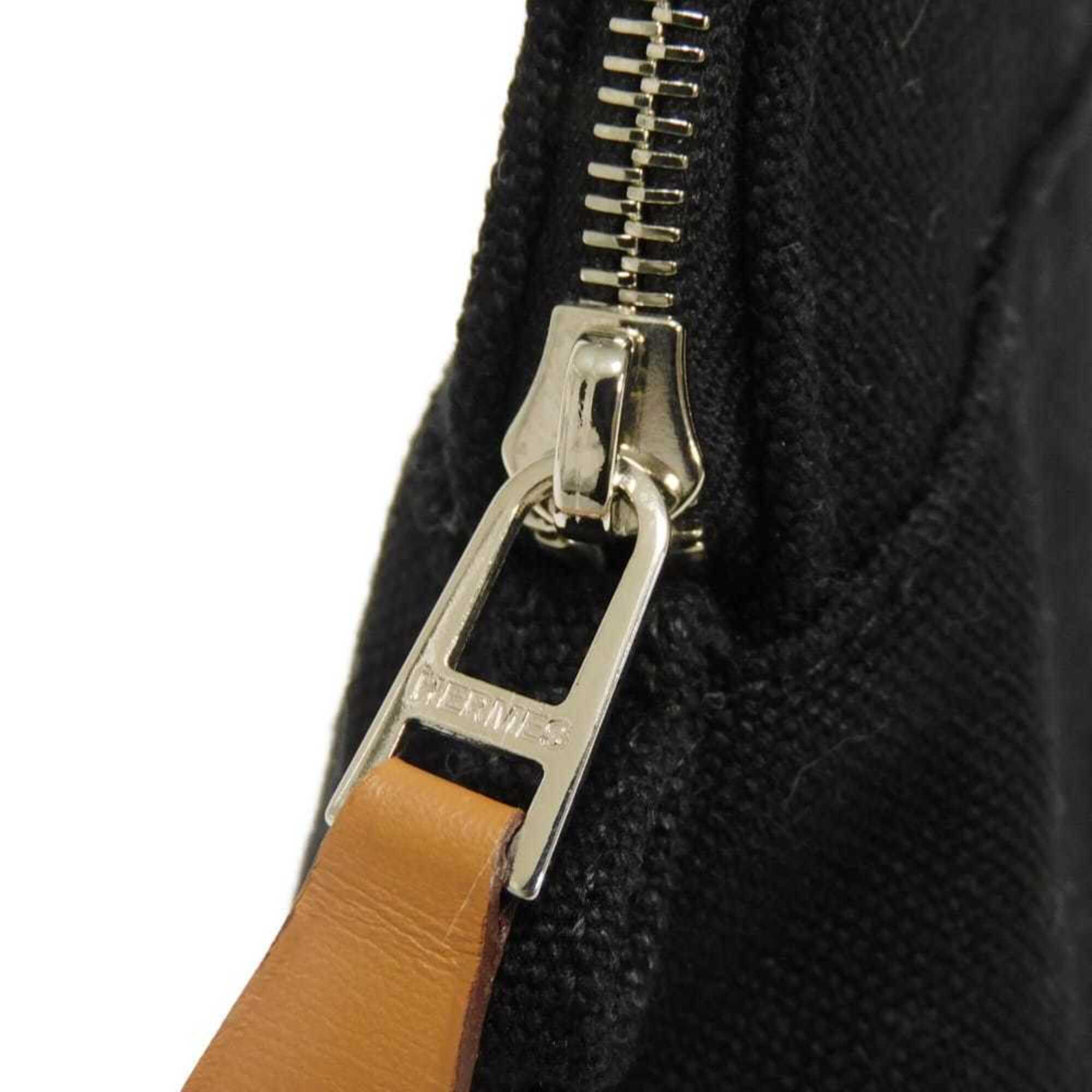 Hermes Black Orange Cotton Clutch Bag Pouch (Pre-Owned)