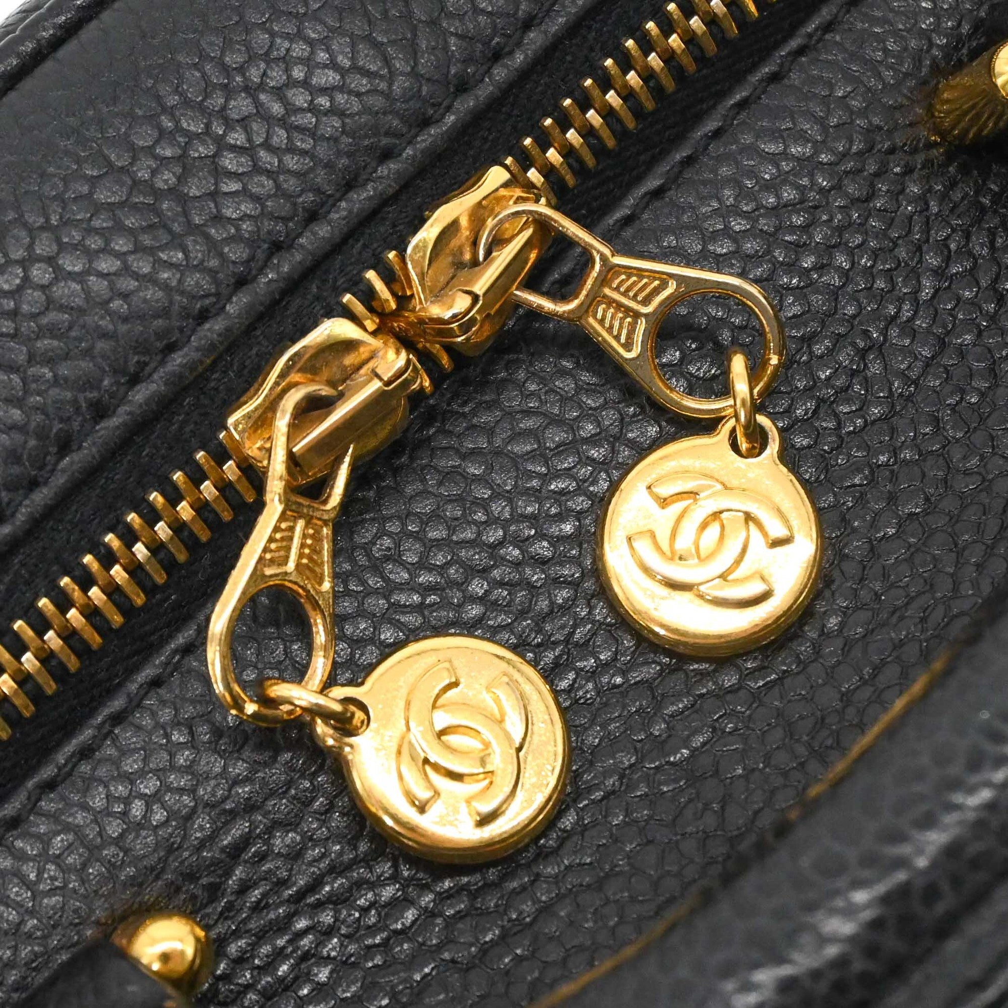 Chanel Black Leather Handbag Vanity Bag (Pre-Owned)