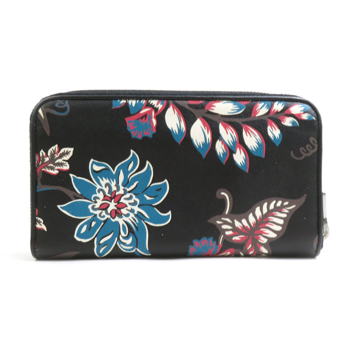 Prada Black Multi-Color Leather Long Wallet (Bi-Fold) (Pre-Owned)