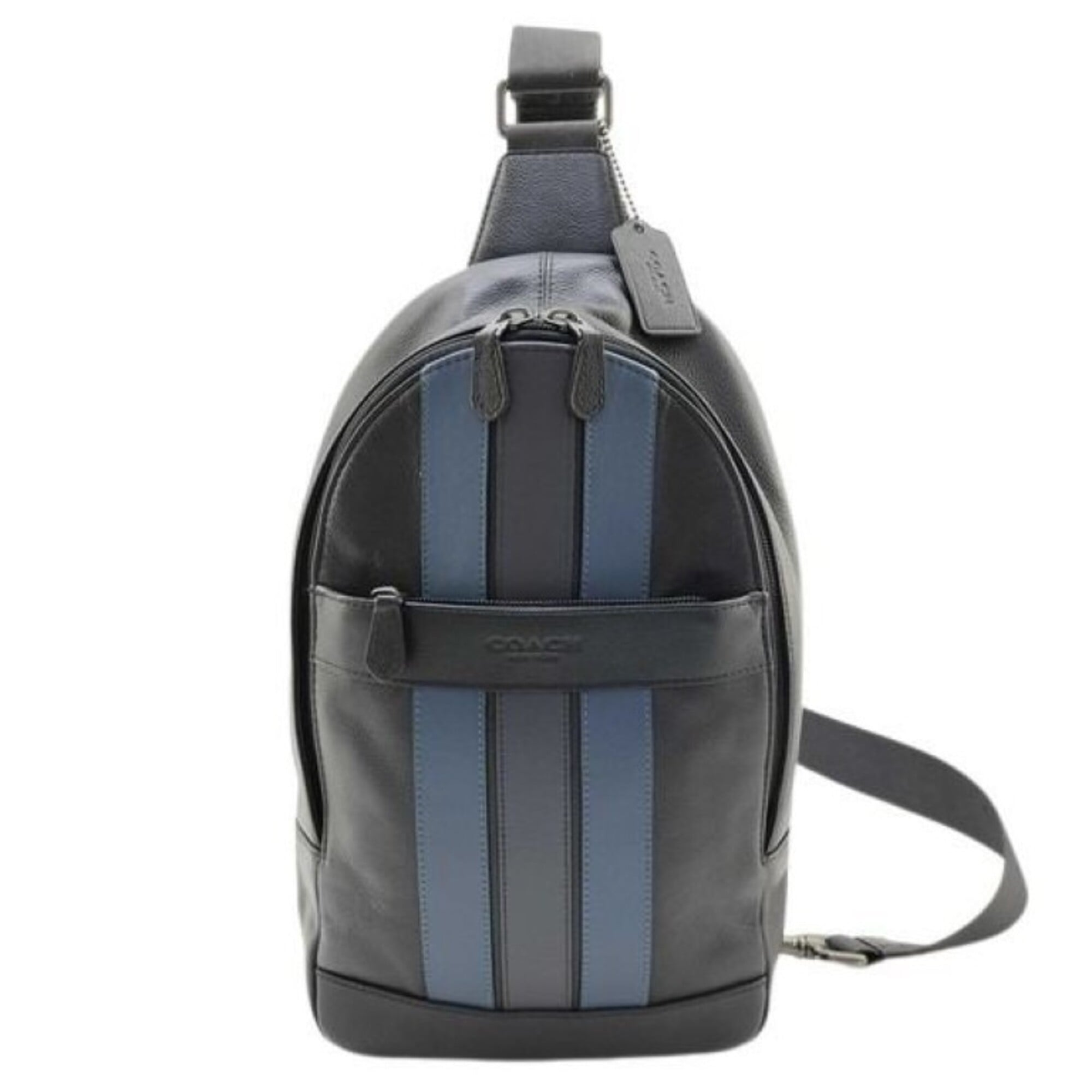 Coach Black Blue Leather Shoulder Bag Sling Bag (Pre-Owned)