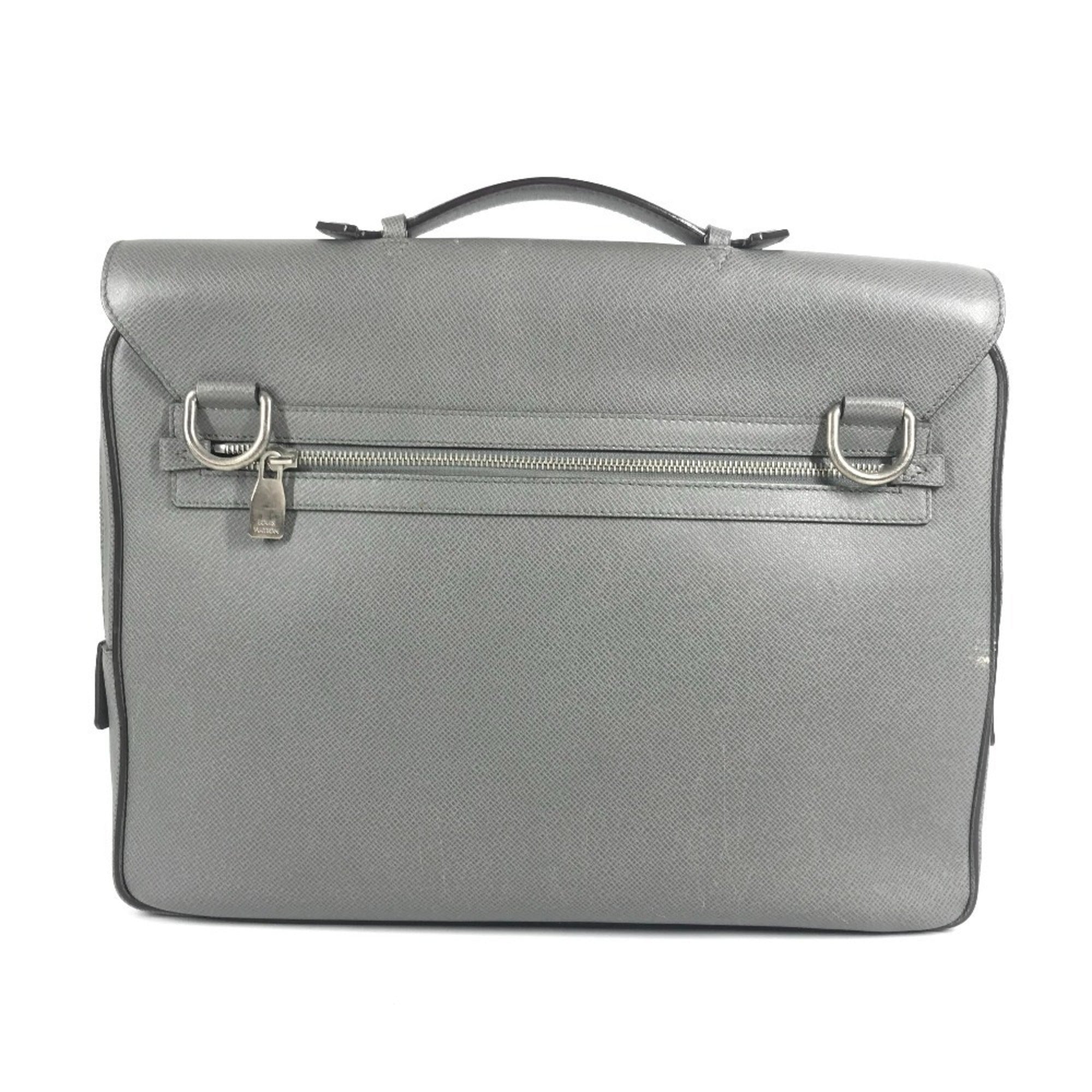 Louis Vuitton Glacier Gray Taiga Leather Briefcase Shoulder Bag (Pre-Owned)
