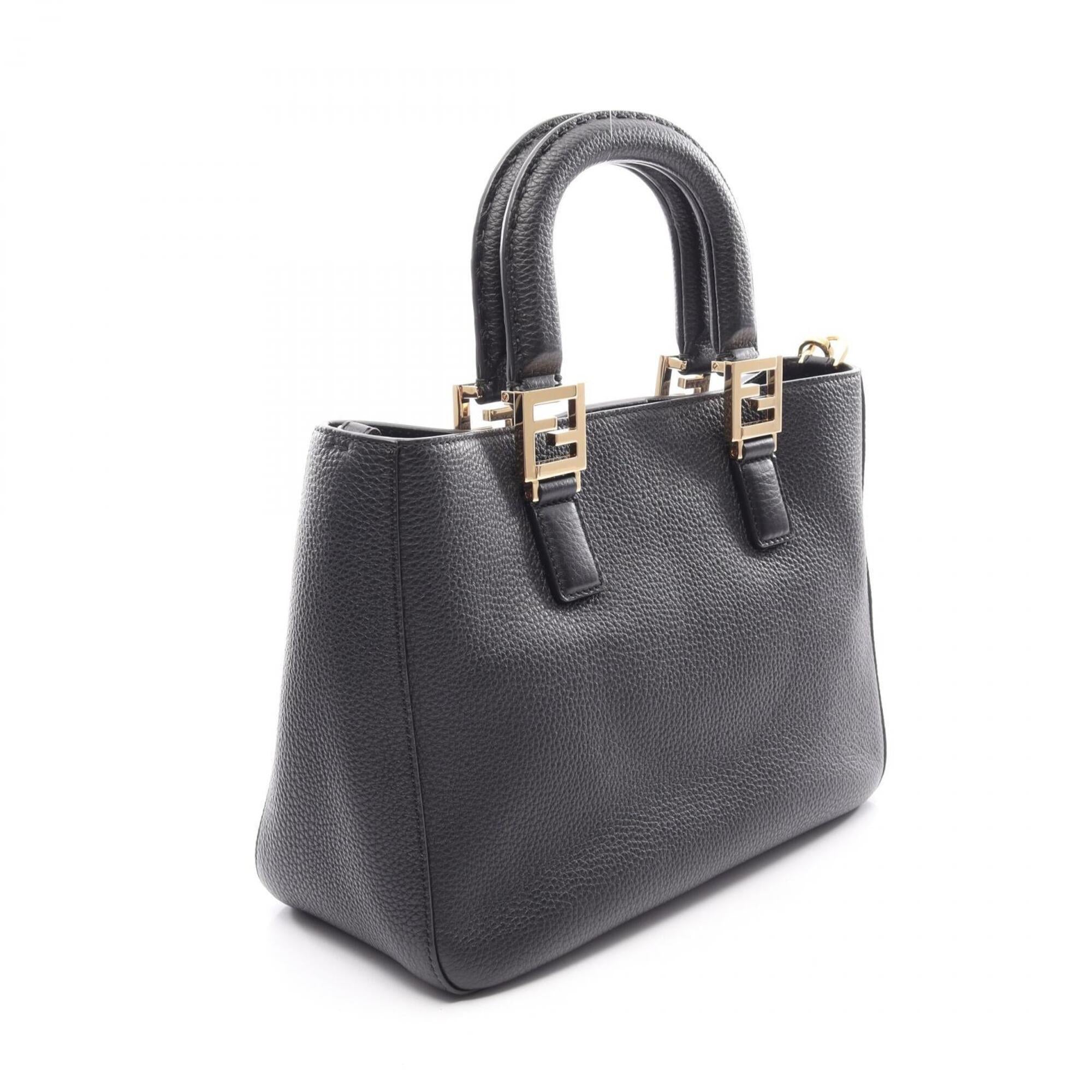 Fendi Black Leather Handbag Tote Bag (Pre-Owned)