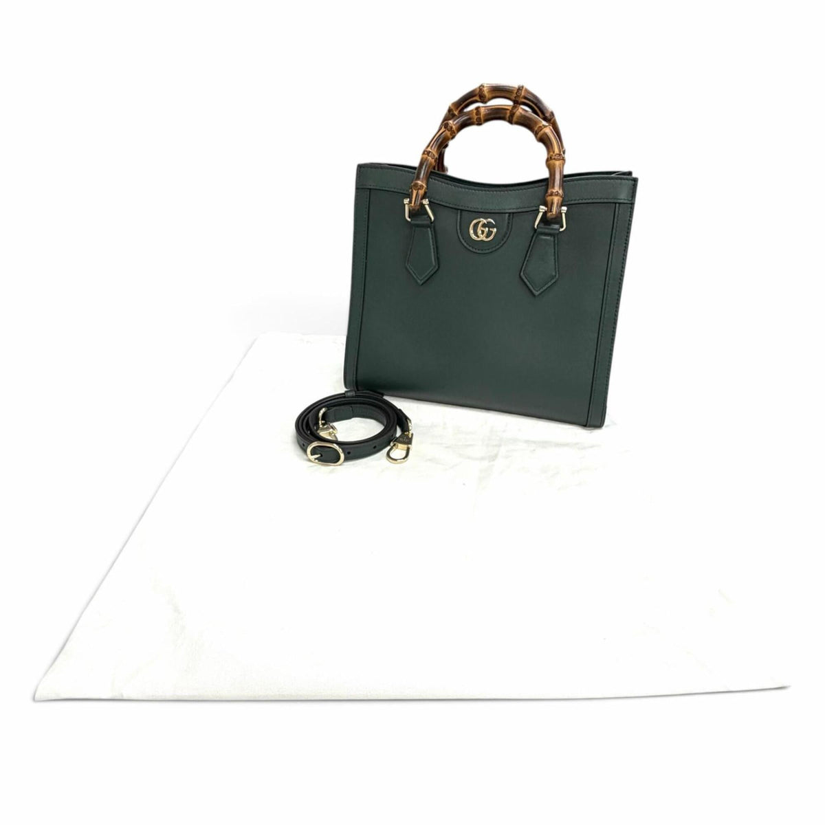 Gucci Dark Green Leather Handbag Shoulder Bag (Pre-Owned)