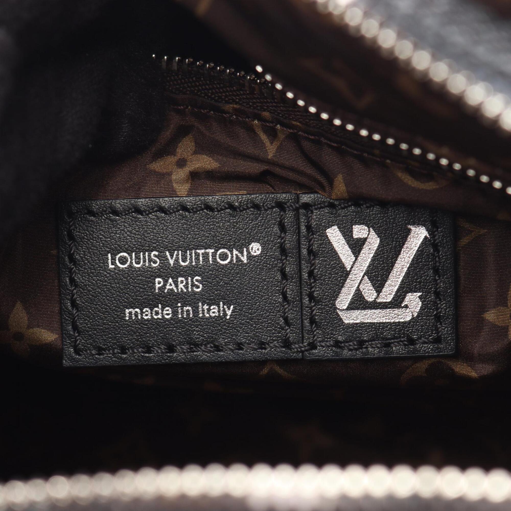 Louis Vuitton Brown Gray Nylon Pvc Coated Canvas Handbag (Pre-Owned)