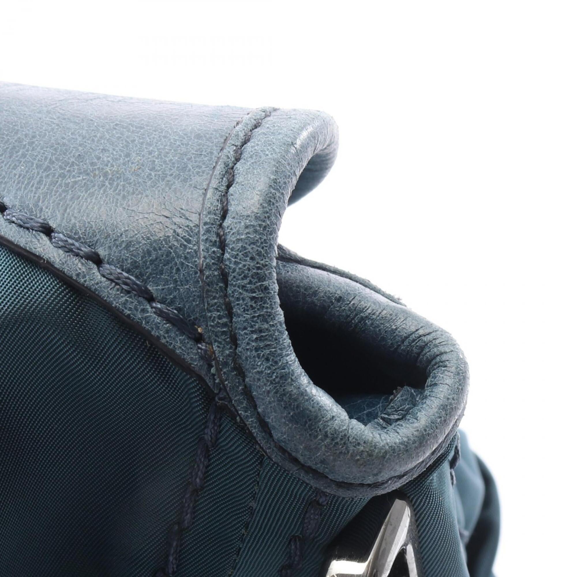 Prada Green Nylon Leather Handbag Shoulder Bag (Pre-Owned)