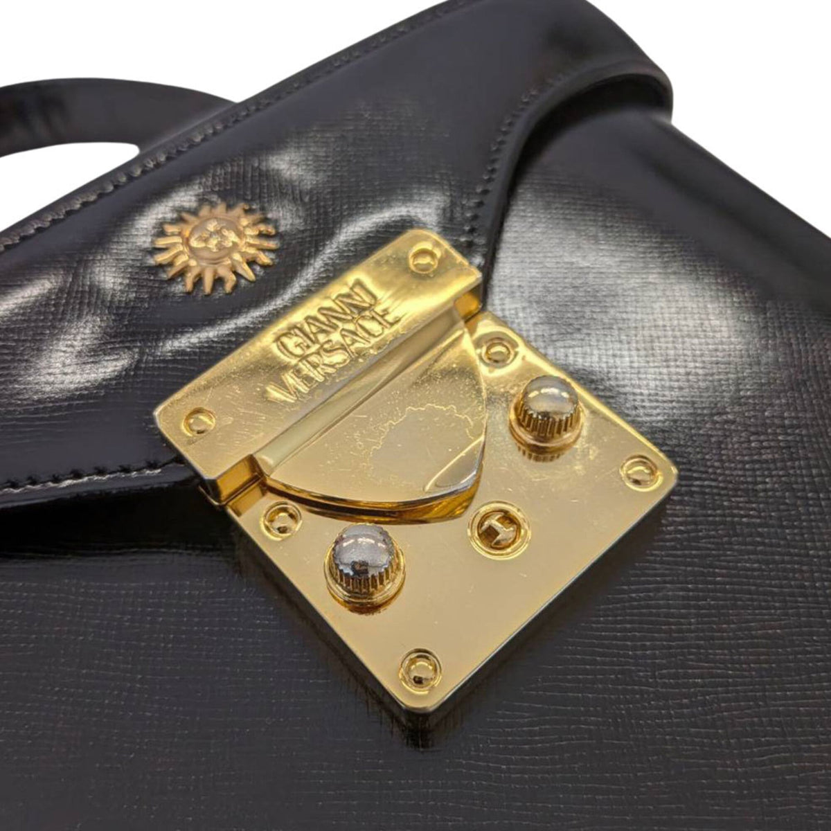 Versace Black Leather Handbag (Pre-Owned)