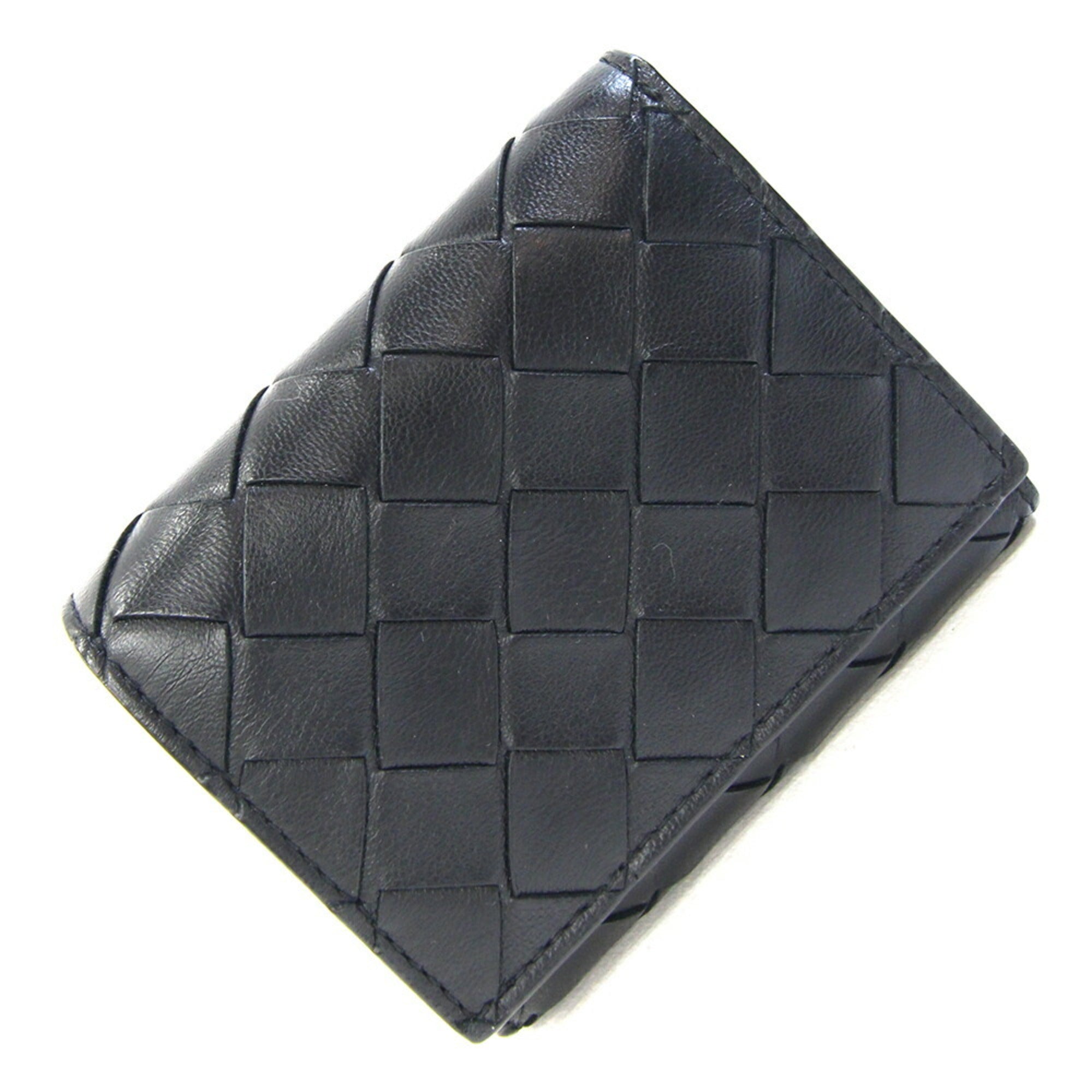 Bottega Veneta Intrecciato Black Leather Wallet (Tri-Fold) (Pre-Owned)