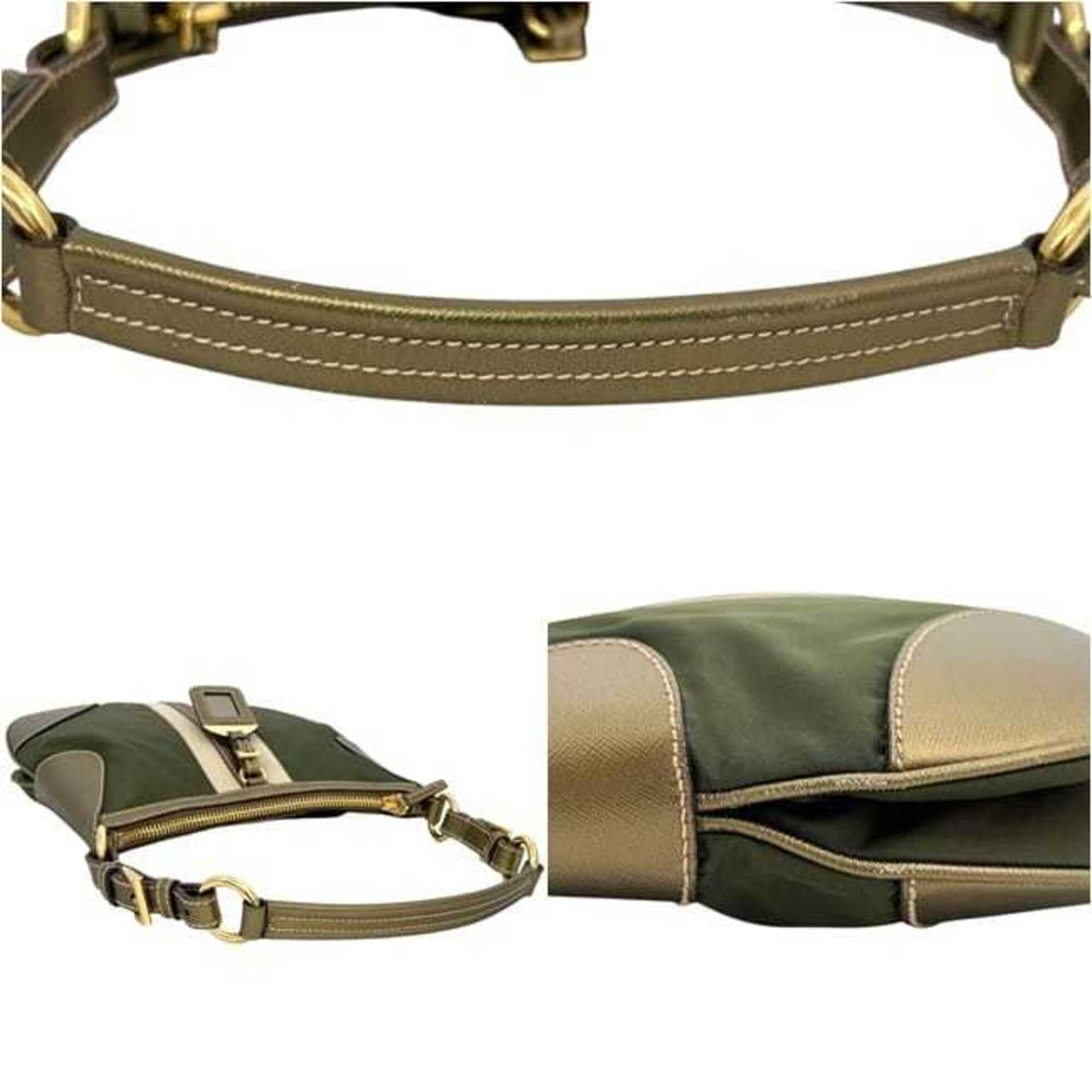 Prada Green Khaki Nylon Leather Shoulder Bag (Pre-Owned)