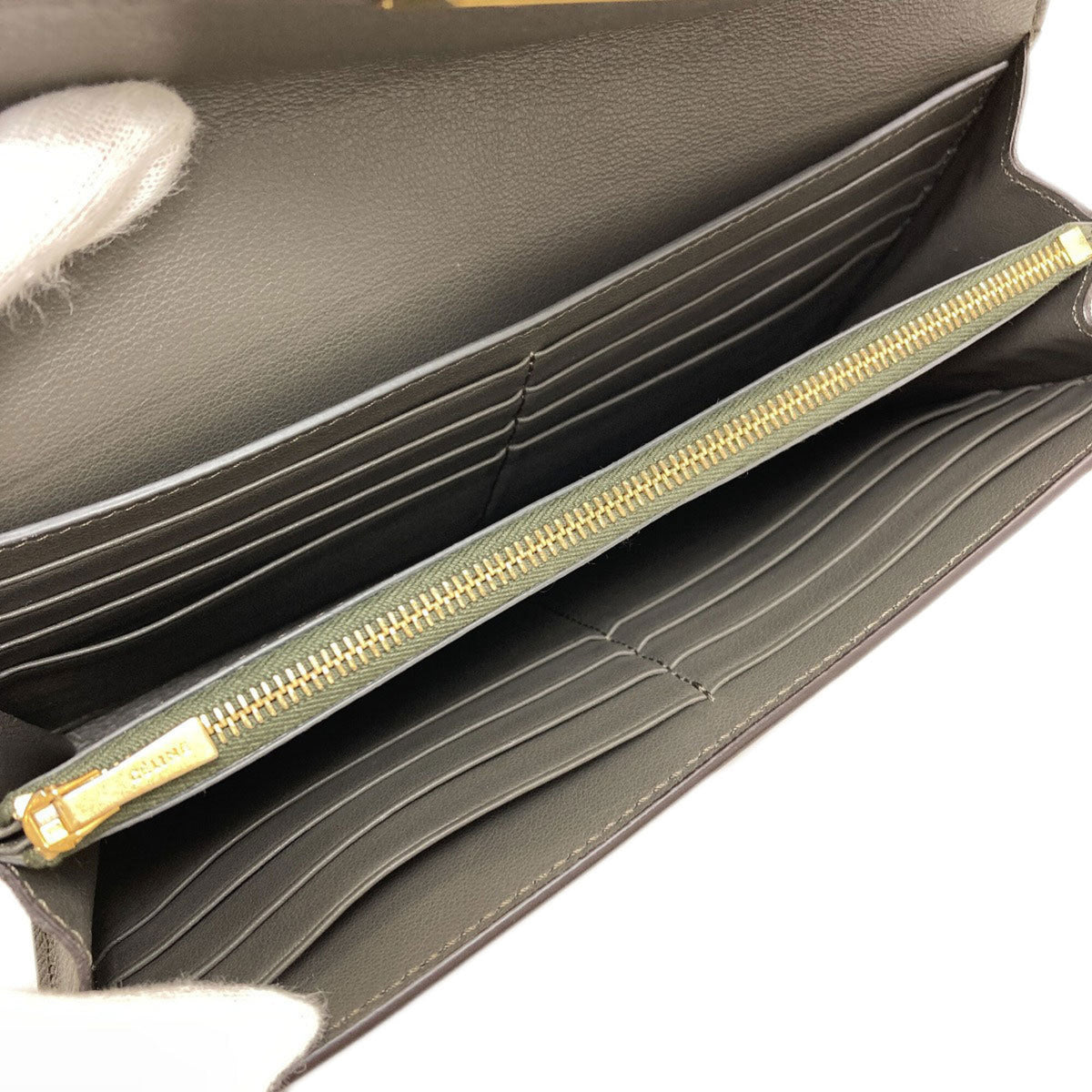 Celine Gray Leather Long Wallet (Bi-Fold) (Pre-Owned)