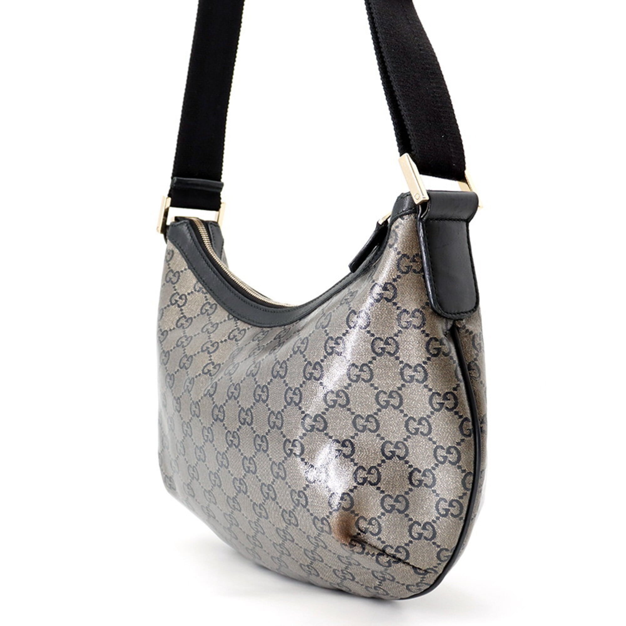 Gucci Black Gold Gray Pvc Leather Shoulder Bag (Pre-Owned)