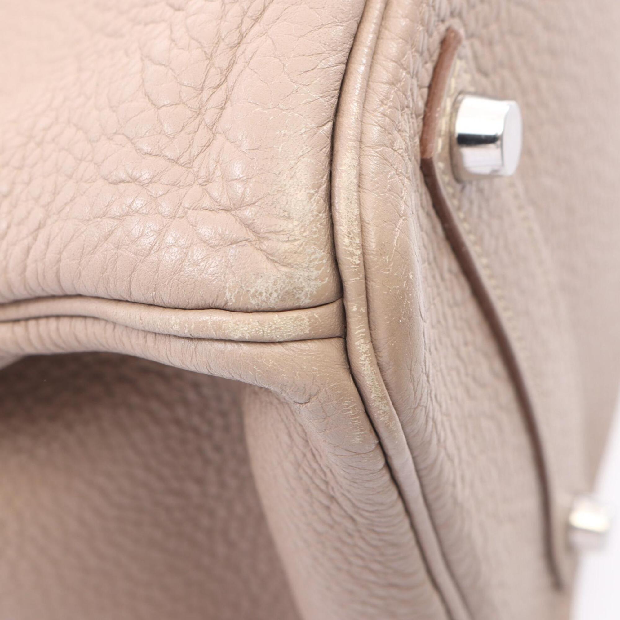 Hermes Beige Bordeaux Orange Taurillon Clemence Leather Swift Leather Handbag (Pre-Owned)