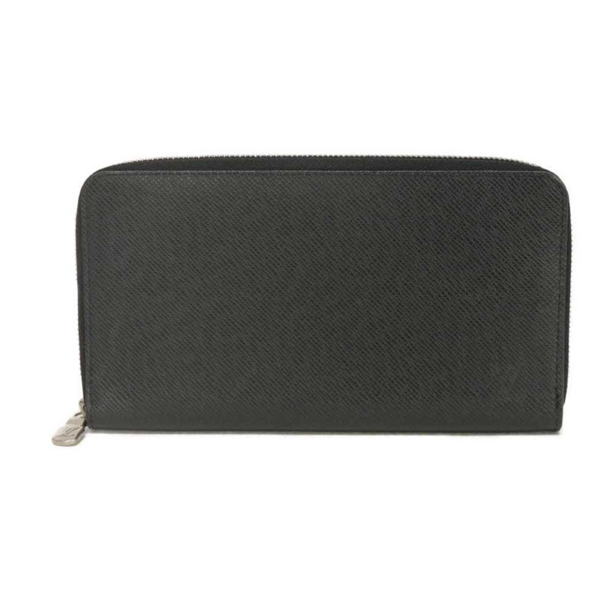 Louis Vuitton Taiga Black Noir Taiga Leather Leather Long Wallet (Bi-Fold) (Pre-Owned)
