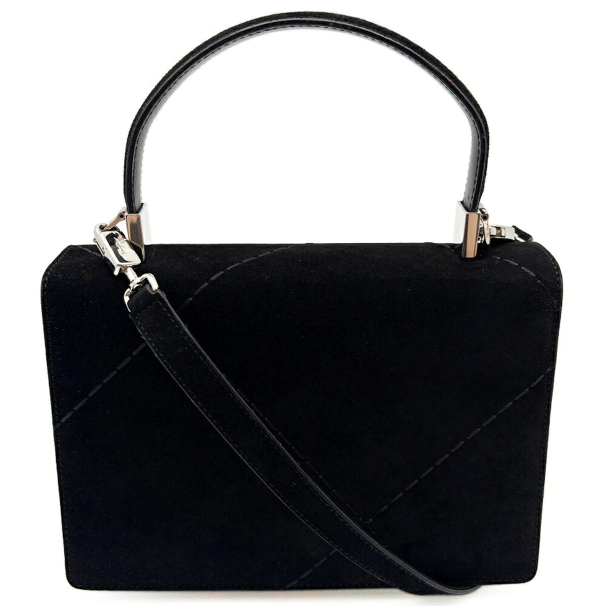 Salvatore Ferragamo Black Suede Handbag Shoulder Bag (Pre-Owned)