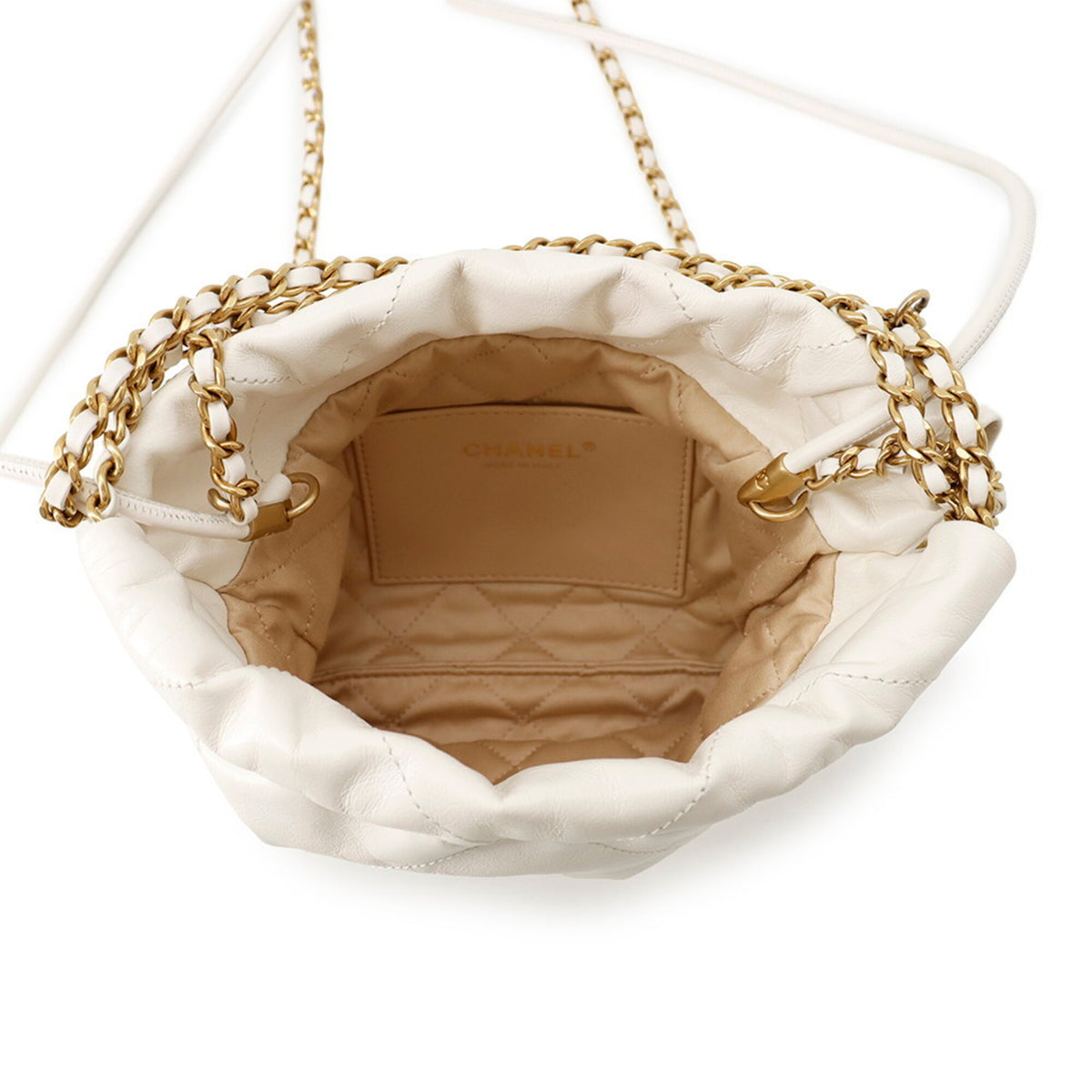 Chanel White Leather Handbag Shoulder Bag (Pre-Owned)