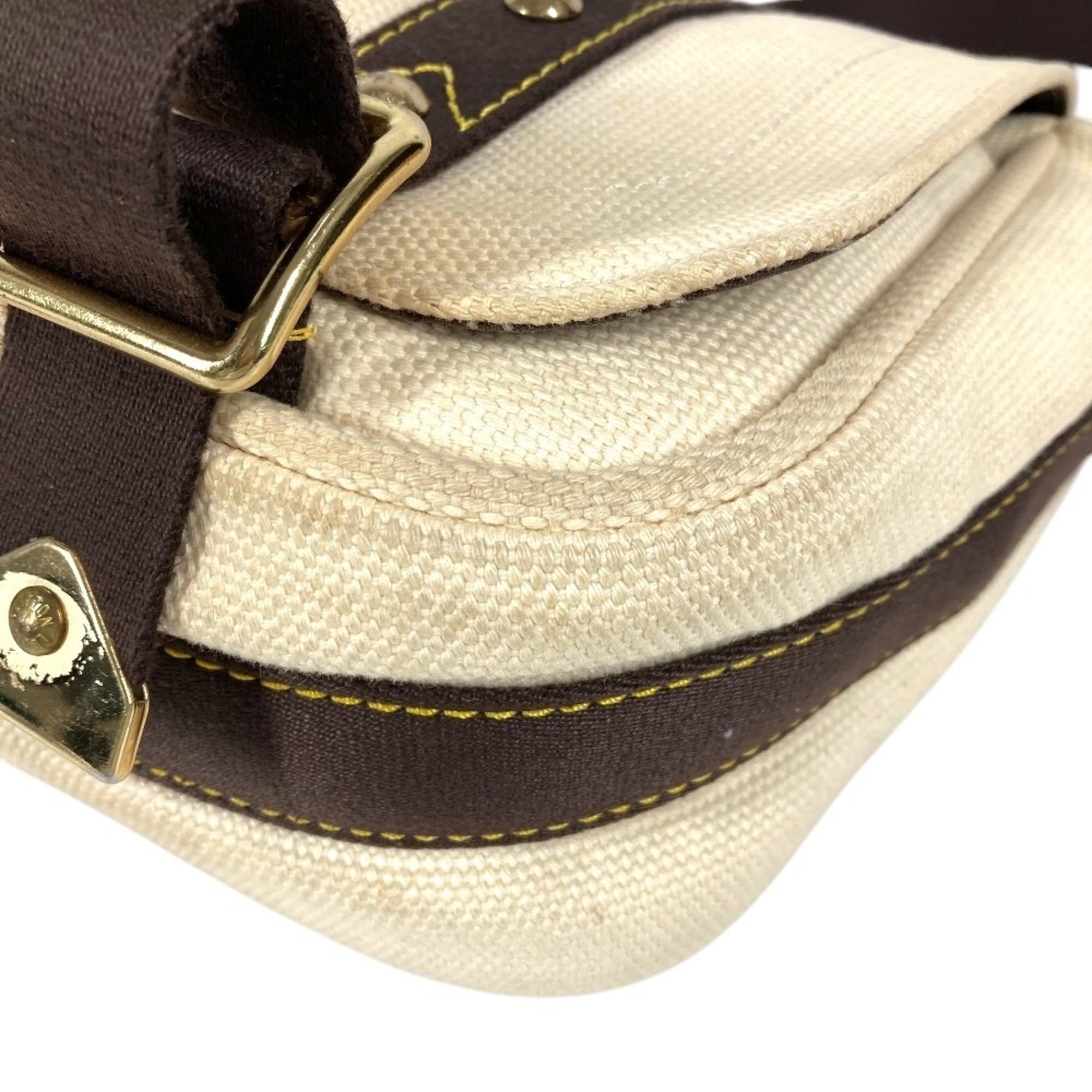 Louis Vuitton Brown Ecru White Canvas Shoulder Bag (Pre-Owned)
