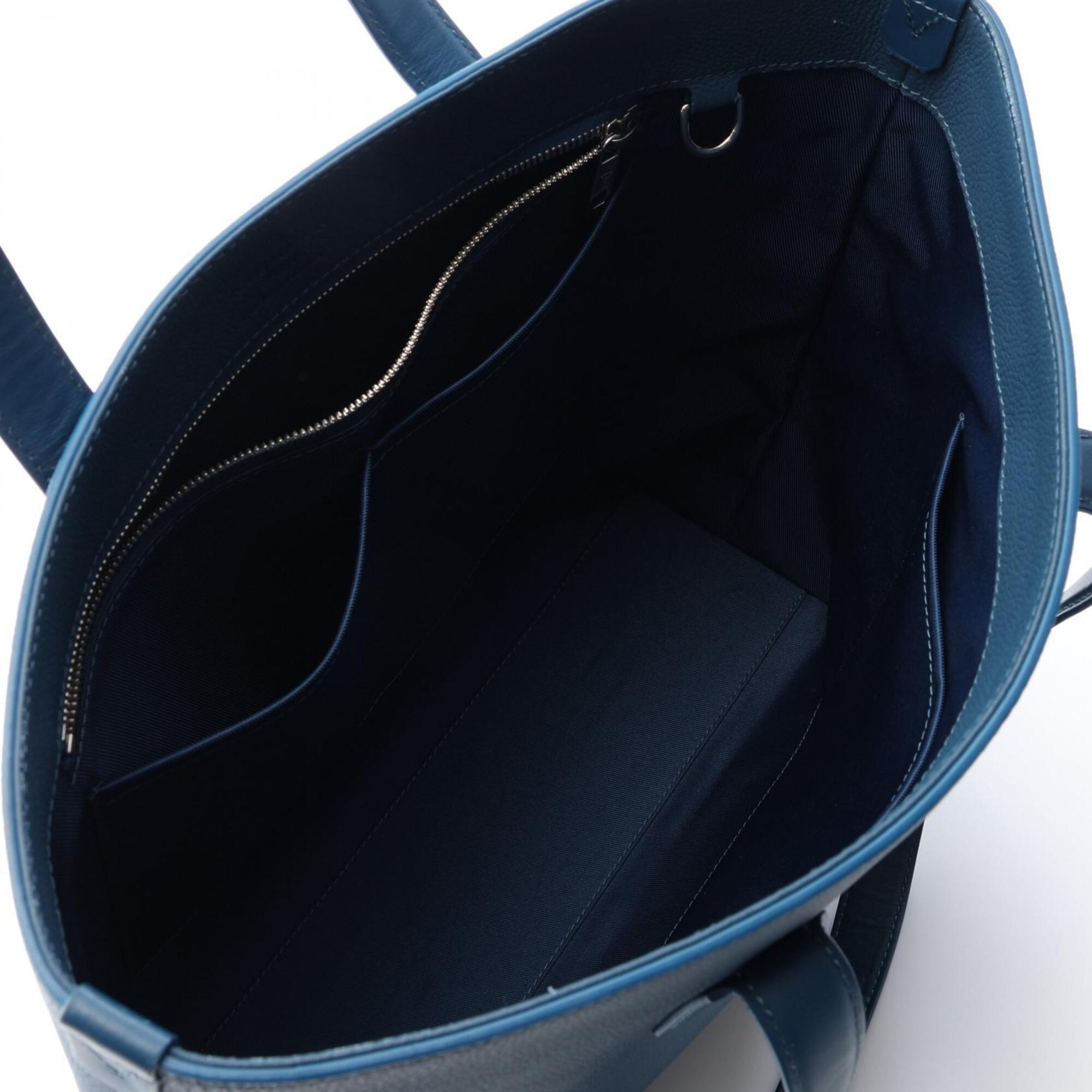 Louis Vuitton Blue Leather Handbag Tote Bag (Pre-Owned)