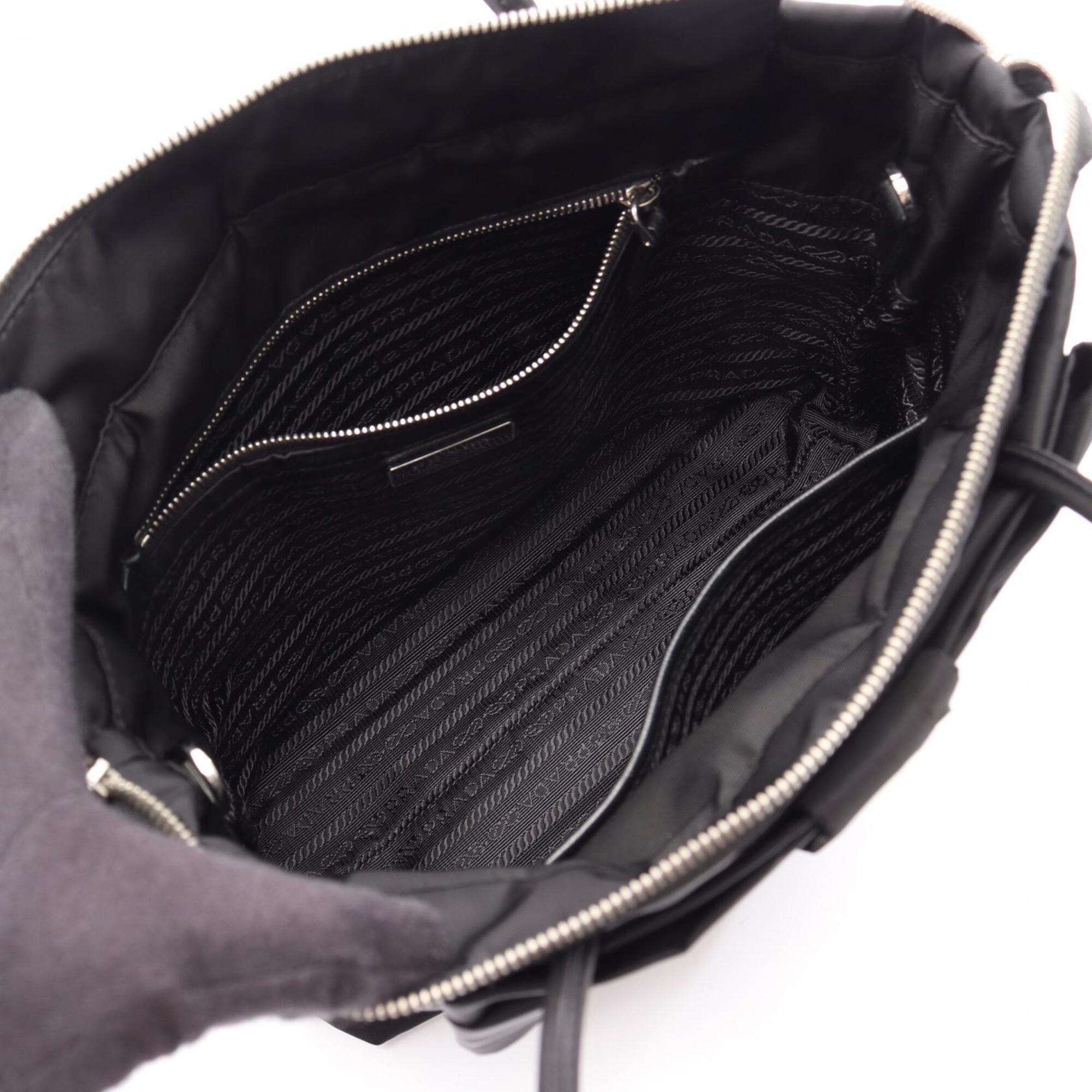 Prada Black Nylon Leather Handbag (Pre-Owned)