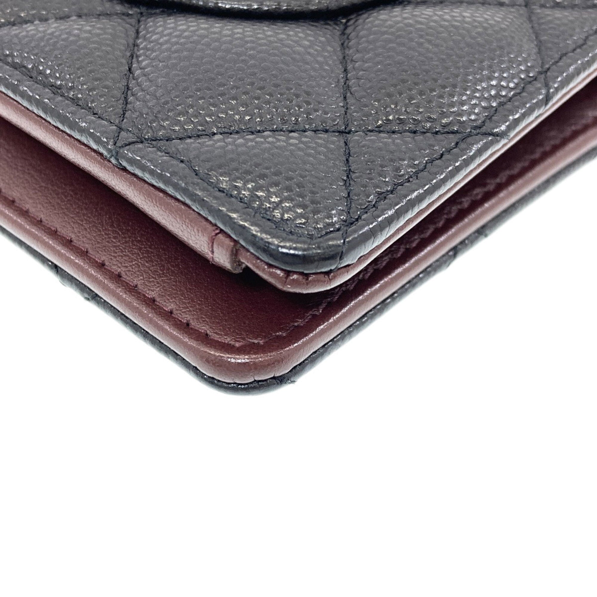 Chanel Matelasse Black Leather Long Wallet (Bi-Fold) (Pre-Owned)